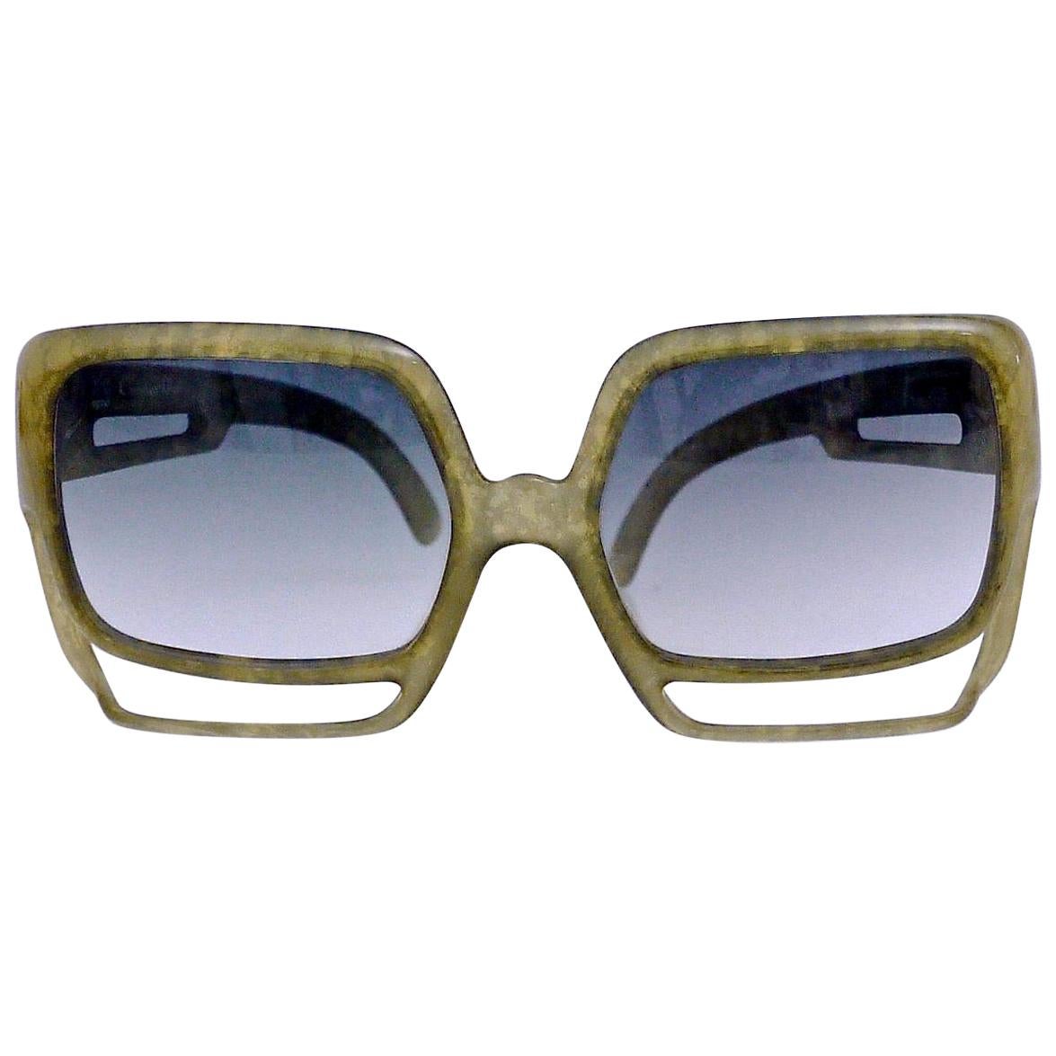 Vintage Oversize Christian Dior Space Age Green Sunglasses
