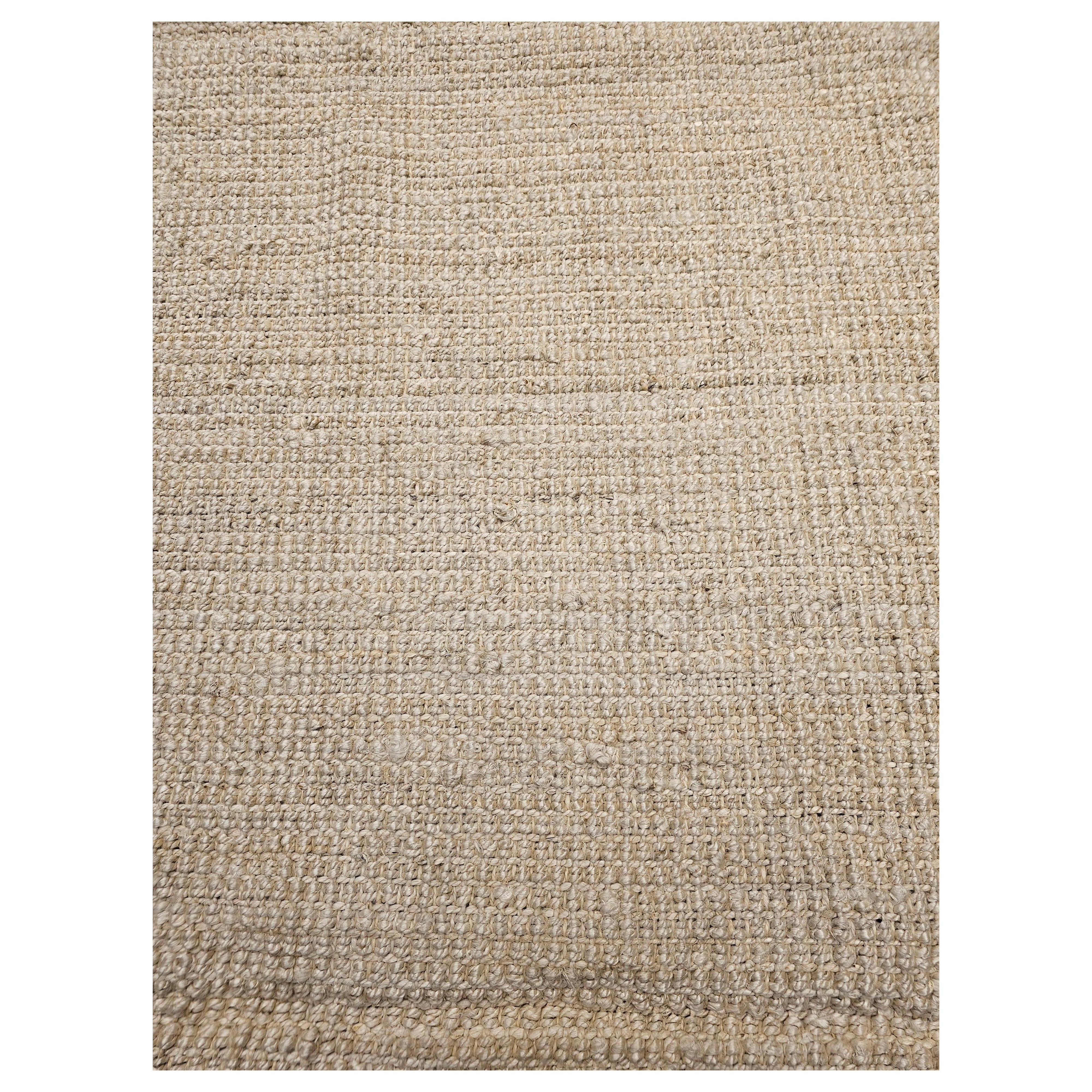 Tapis vintage surdimensionné en fibre naturelle de jute tissé à la main en ivoire clair en vente