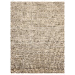 Vintage Oversize Hand Woven Natural Fiber Rug in Light Ivory