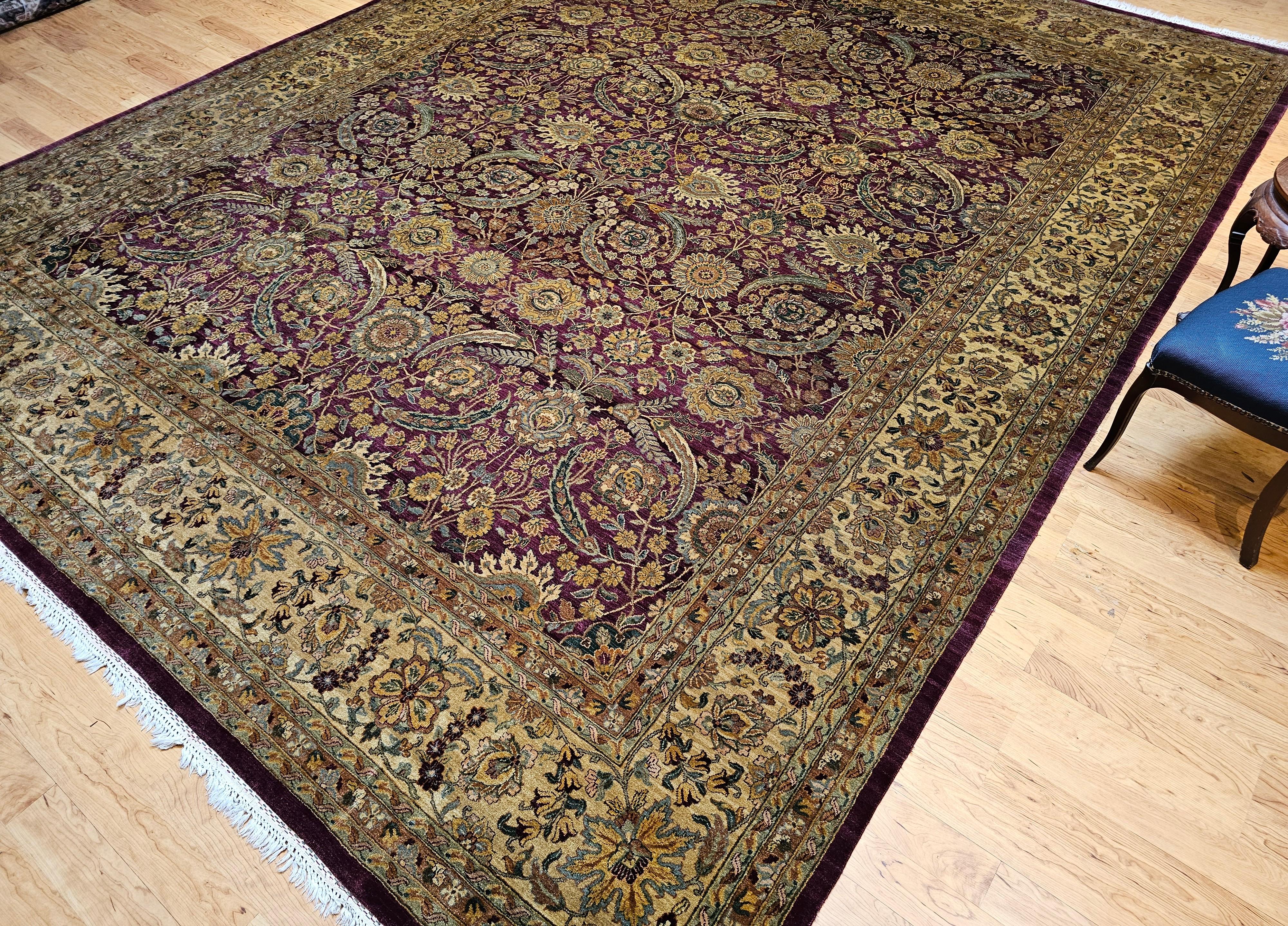 Vintage Oversize Kerman Design Rug in All Over Pattern in Royal Purple For Sale 4