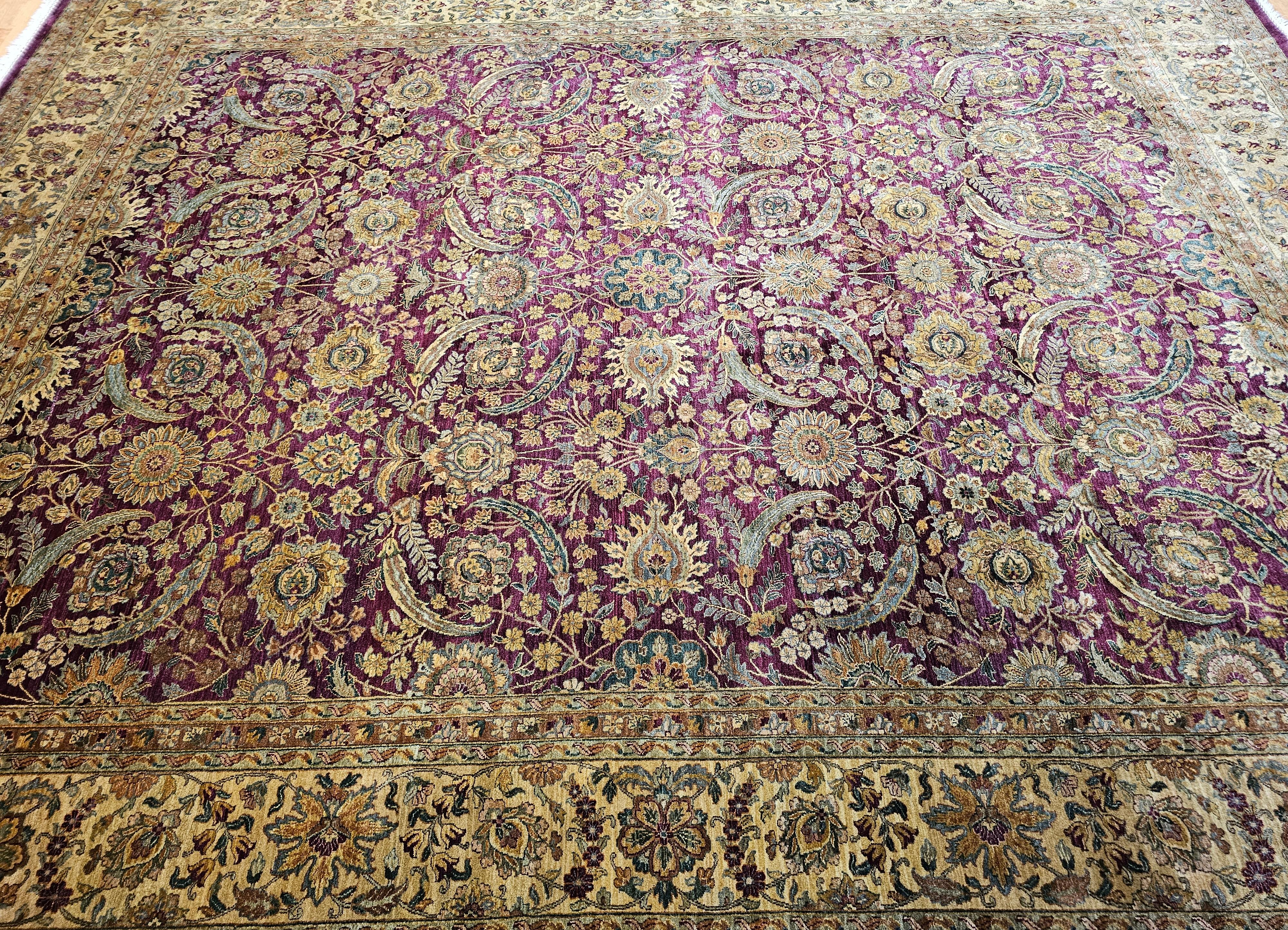 Vintage Oversize Kerman Design Rug in All Over Pattern in Royal Purple For Sale 8