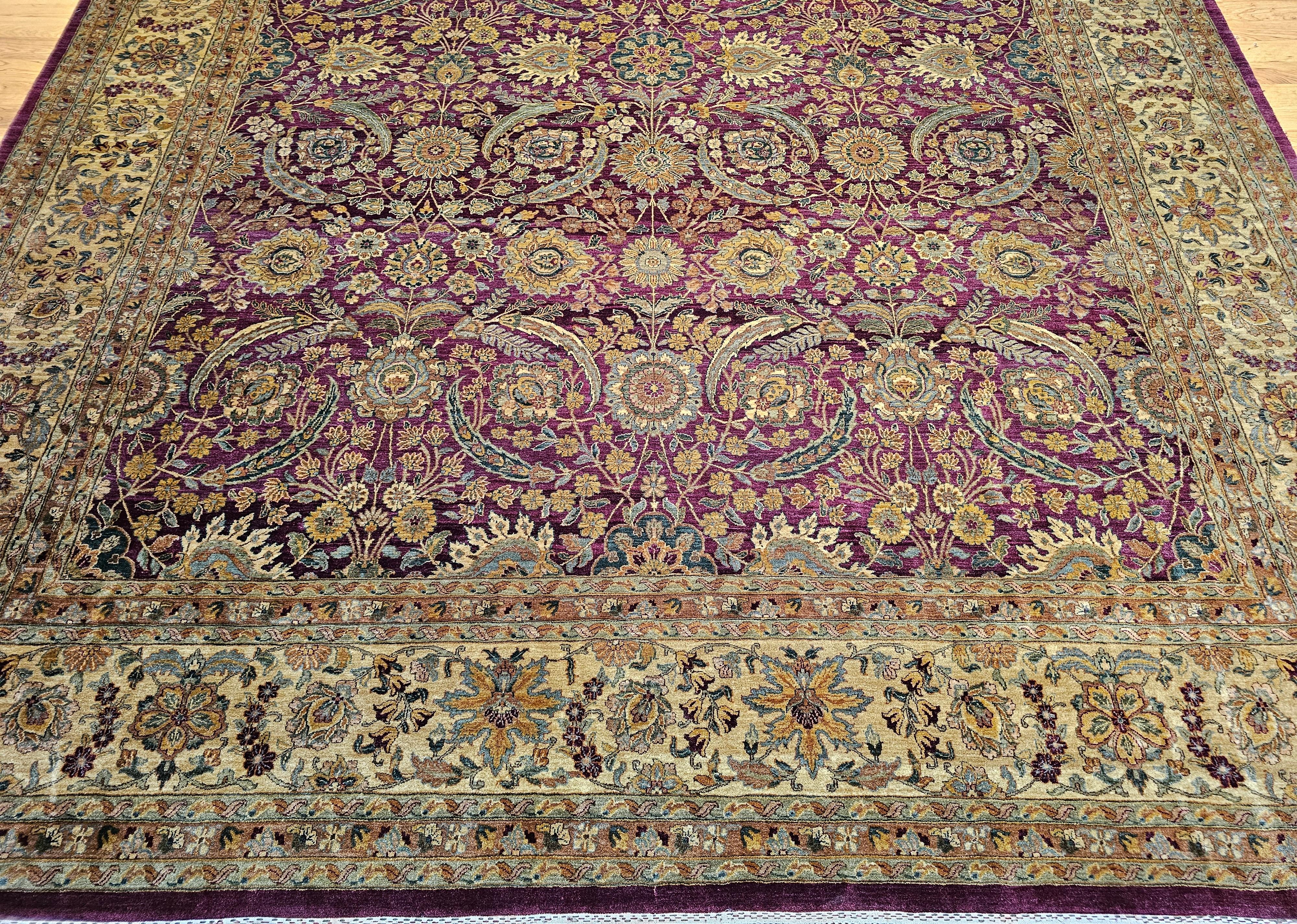 Vintage Oversize Kerman Design Rug in All Over Pattern in Royal Purple In Good Condition For Sale In Barrington, IL