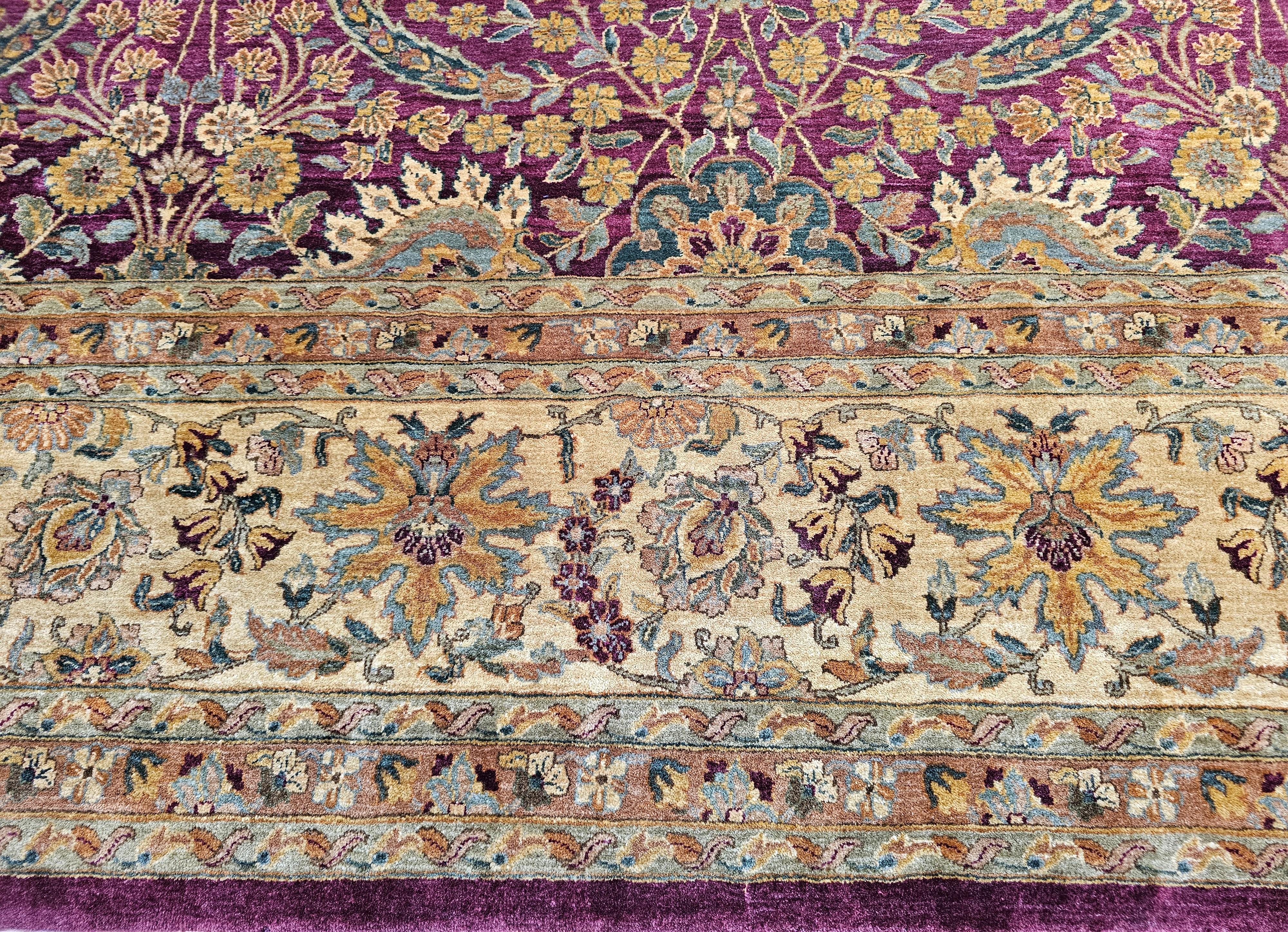 20th Century Vintage Oversize Kerman Design Rug in All Over Pattern in Royal Purple For Sale