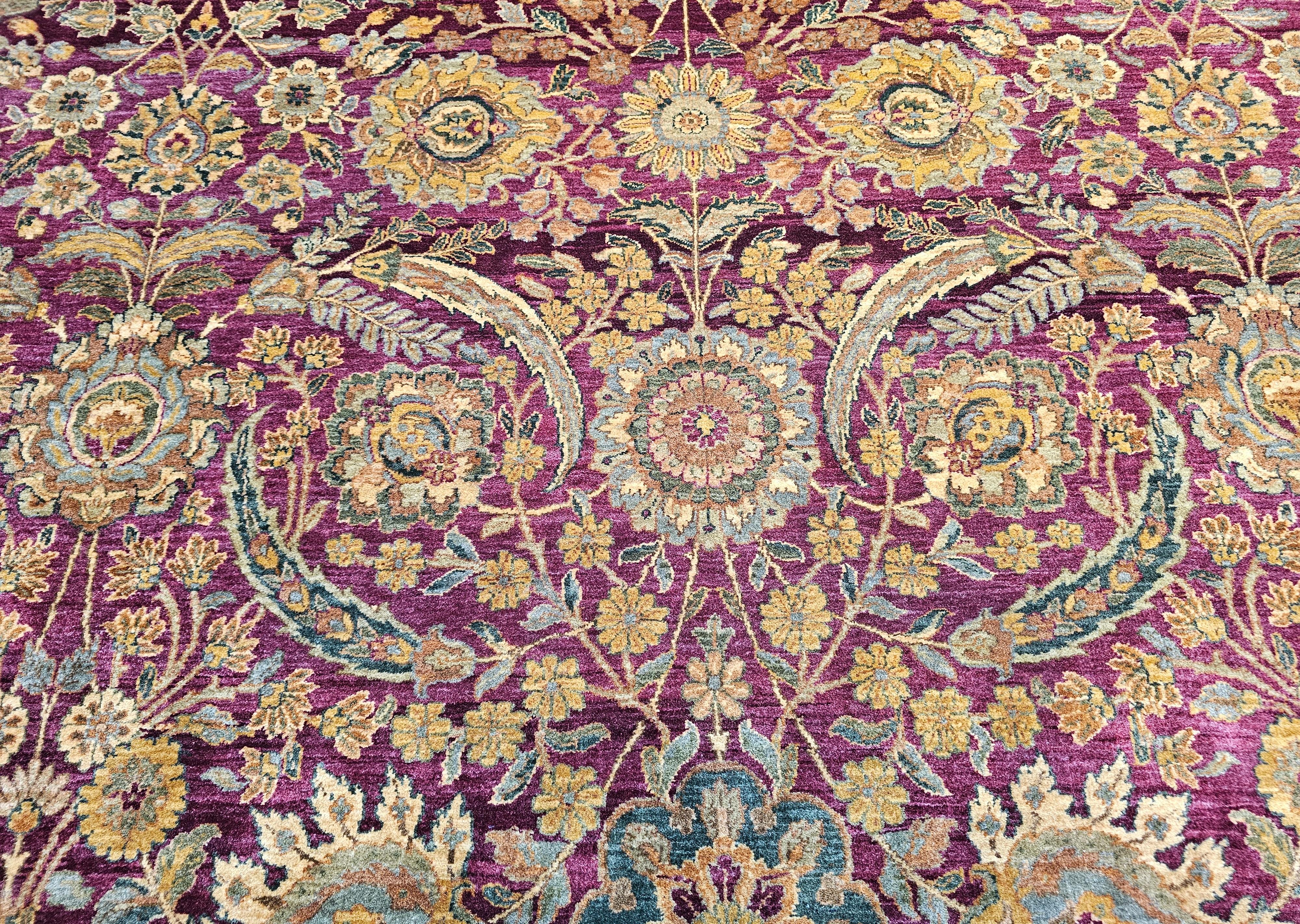 Wool Vintage Oversize Kerman Design Rug in All Over Pattern in Royal Purple For Sale