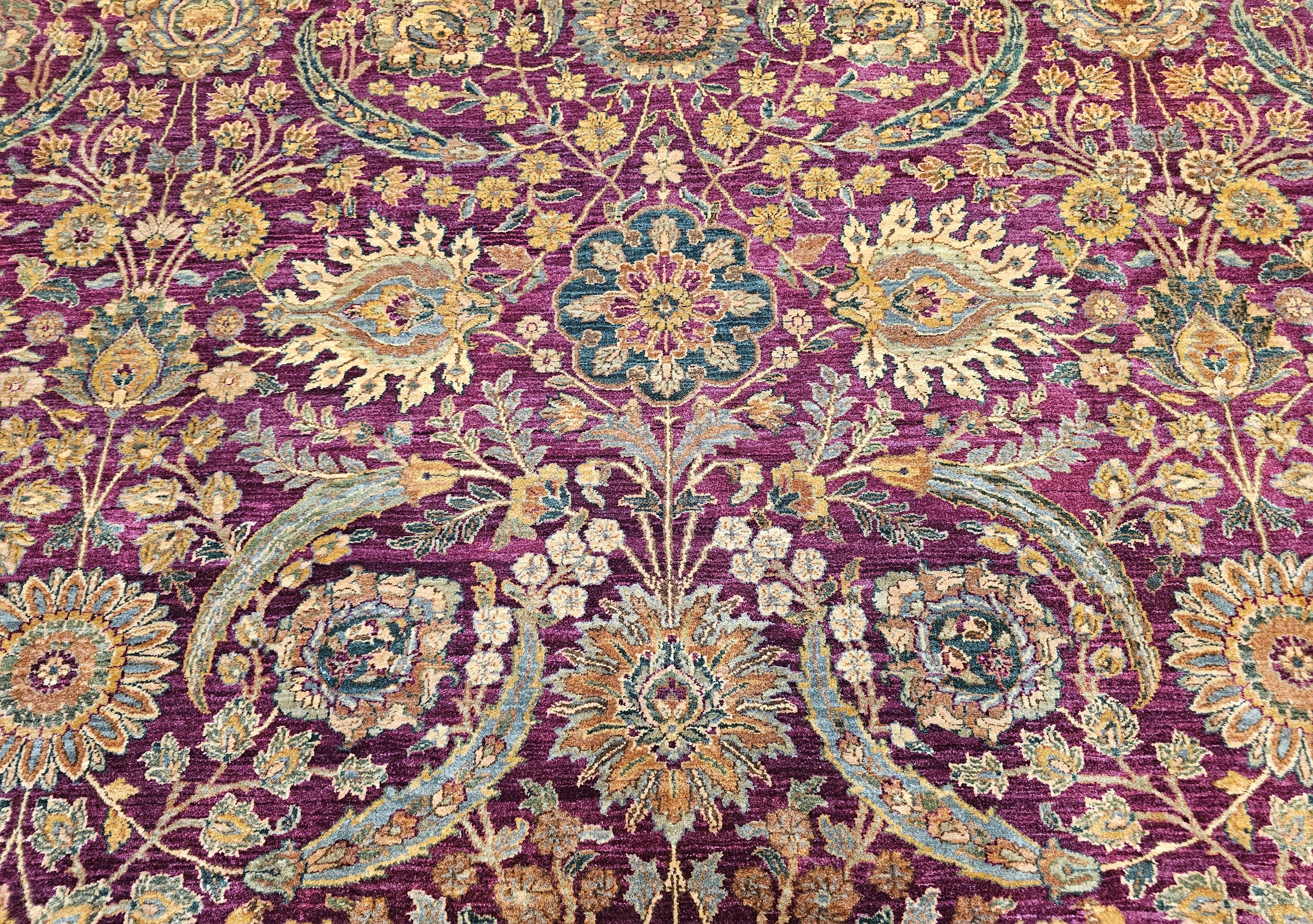 Vintage Oversize Kerman Design Rug in All Over Pattern in Royal Purple For Sale 1