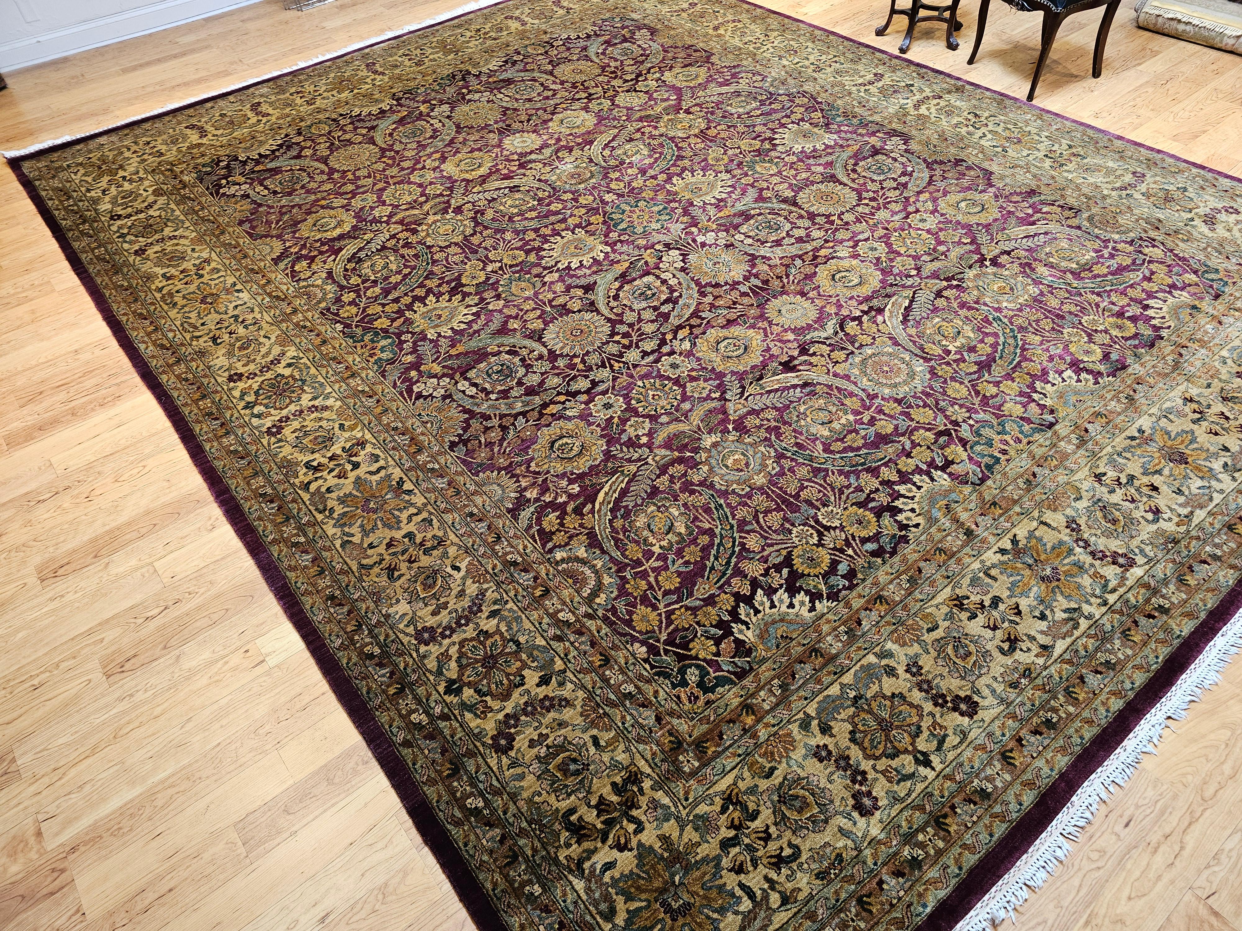 Vintage Oversize Kerman Design Rug in All Over Pattern in Royal Purple For Sale 2