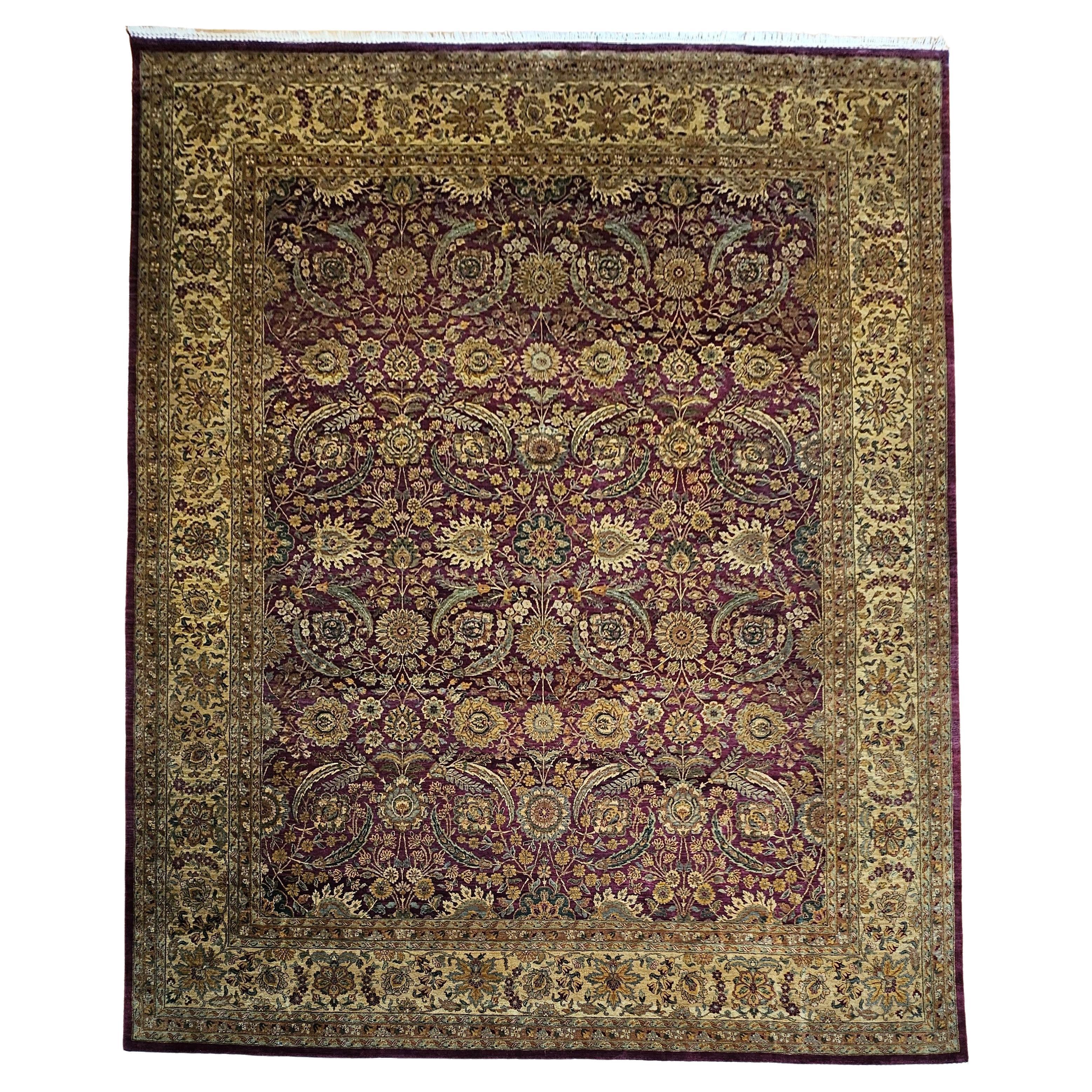Alfombra vintage oversize de diseño Kerman con estampado integral en morado real