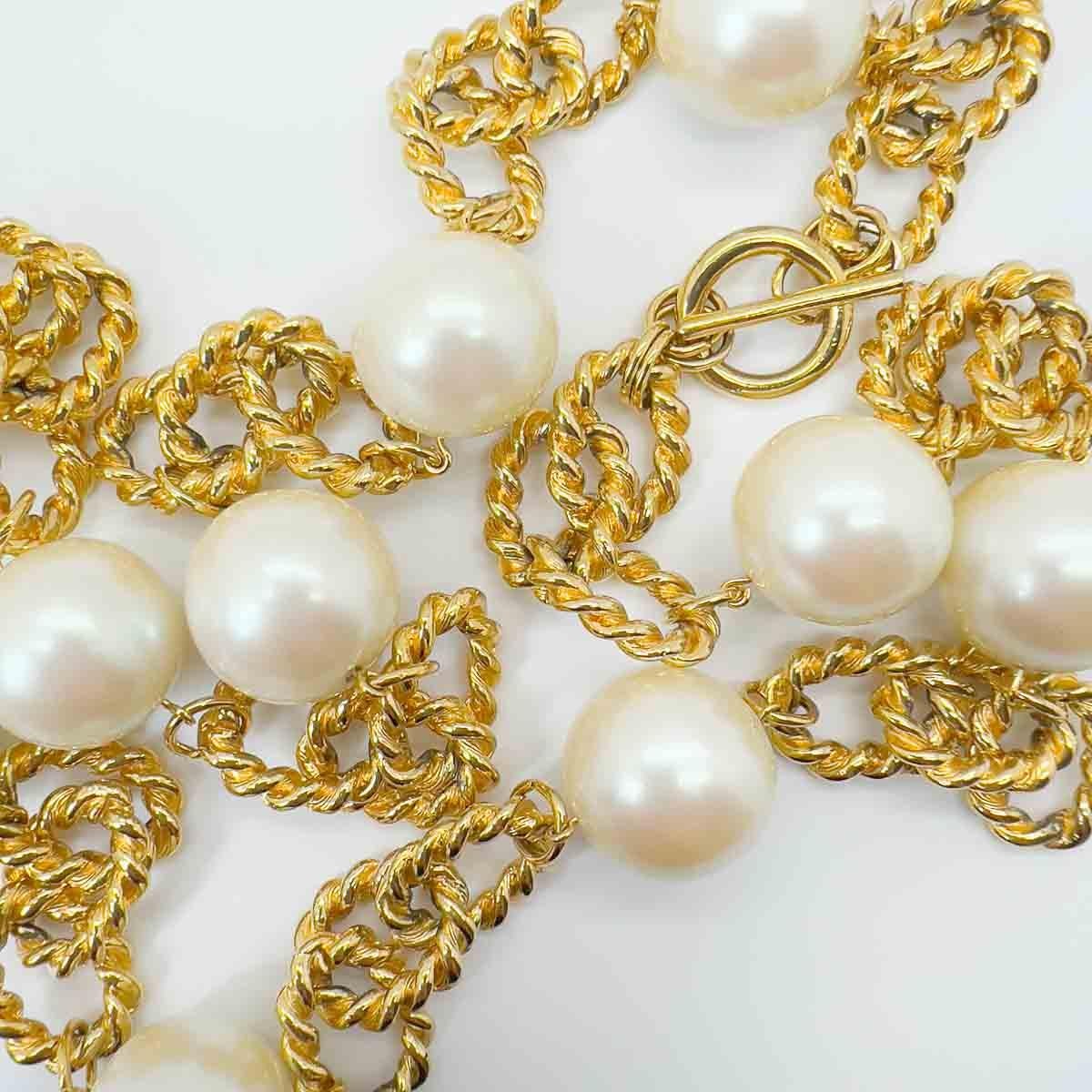 Women's Vintage Oversize Pearl & Chunky Rope Chain Necklace 1980s For Sale