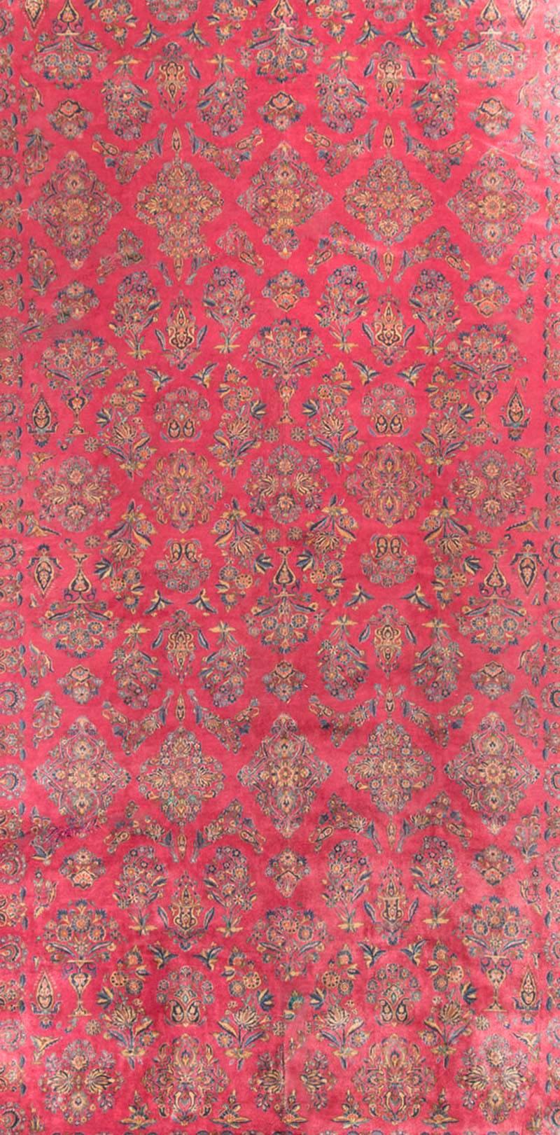 Übergroßer persischer Kashan-Teppich in Übergröße, um 1940 12' x 21'9 (Handgeknüpft) im Angebot