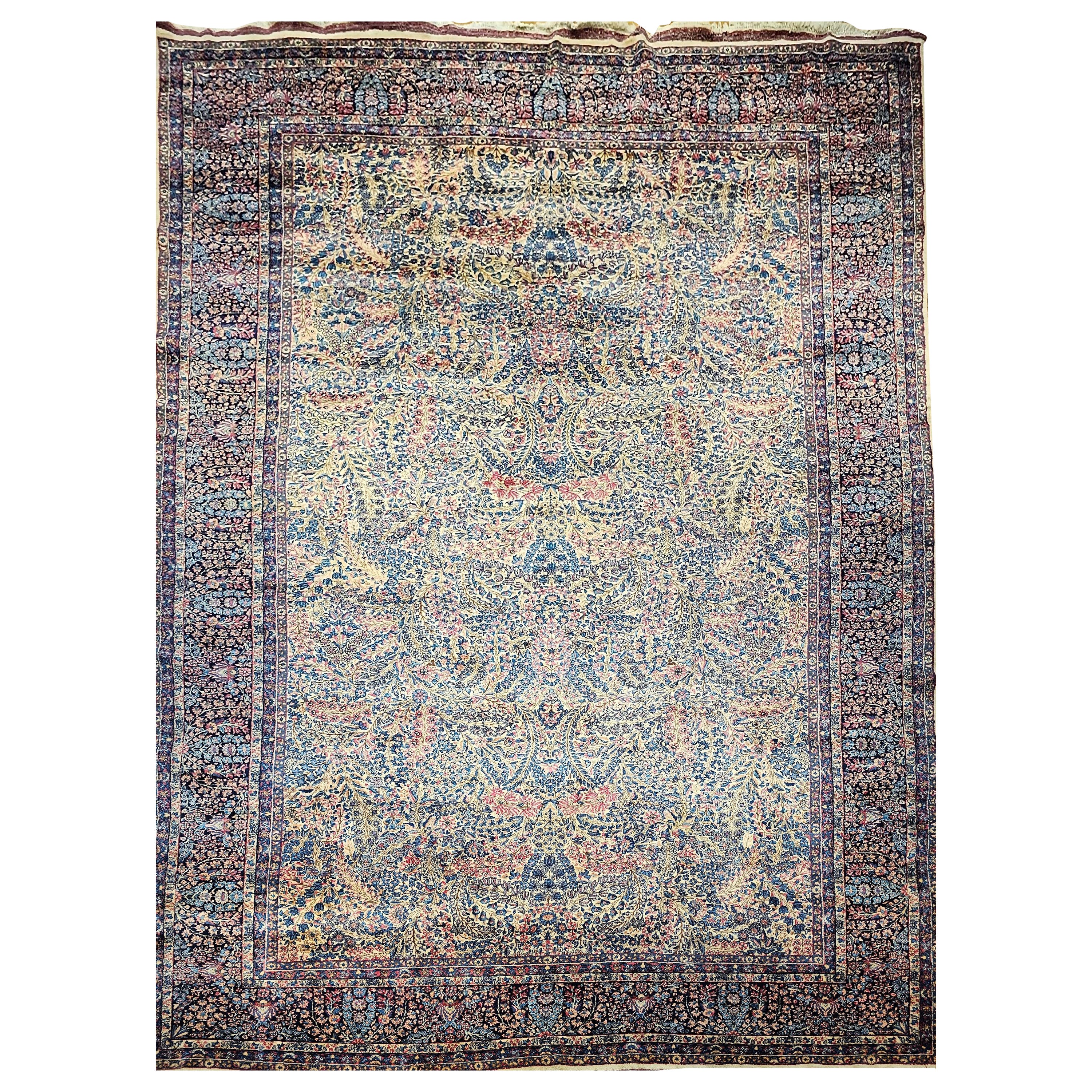 Vintage Oversize Persian Kerman Lavar in All Over Pattern
