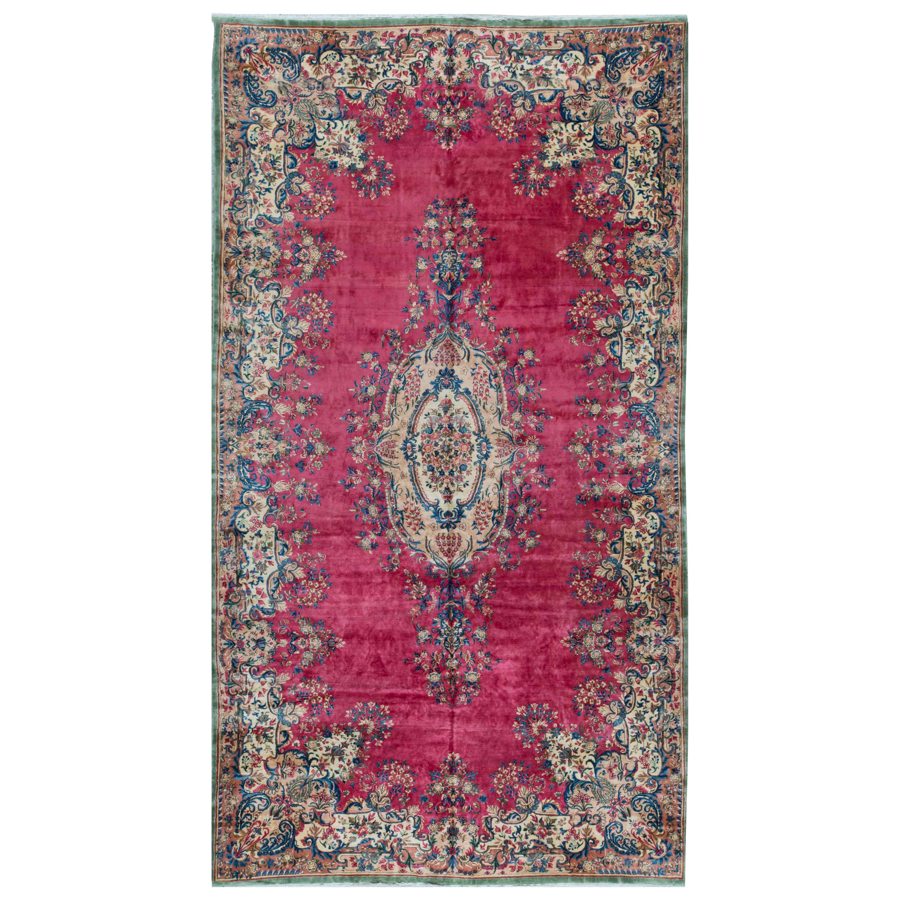 Vintage Oversize Persian Kerman Rug, circa 1940 7'11 x 20'7. For Sale