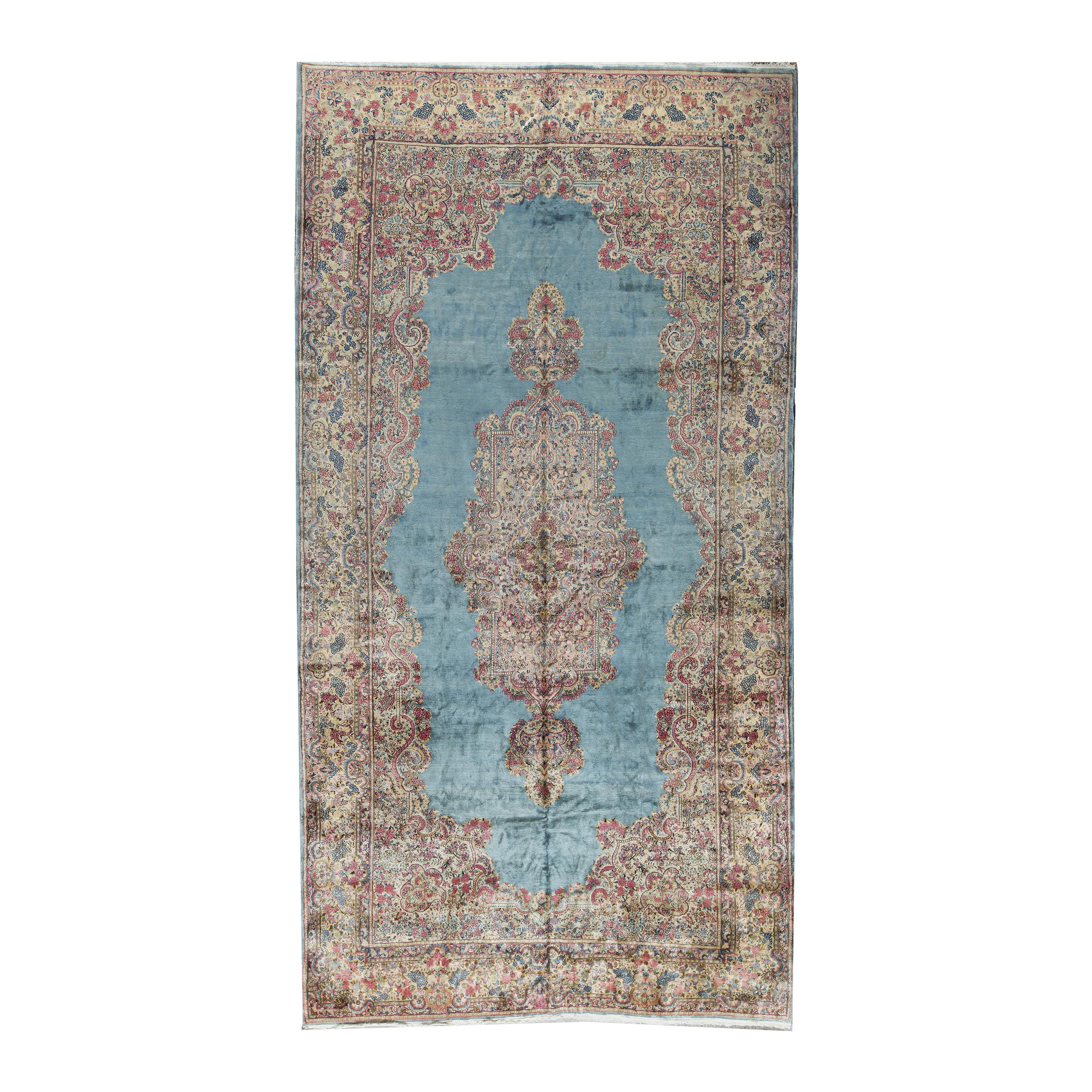 Übergroßer persischer Kerman-Teppich in Übergröße, ca. 1940, 1,42 m x 3,66 m