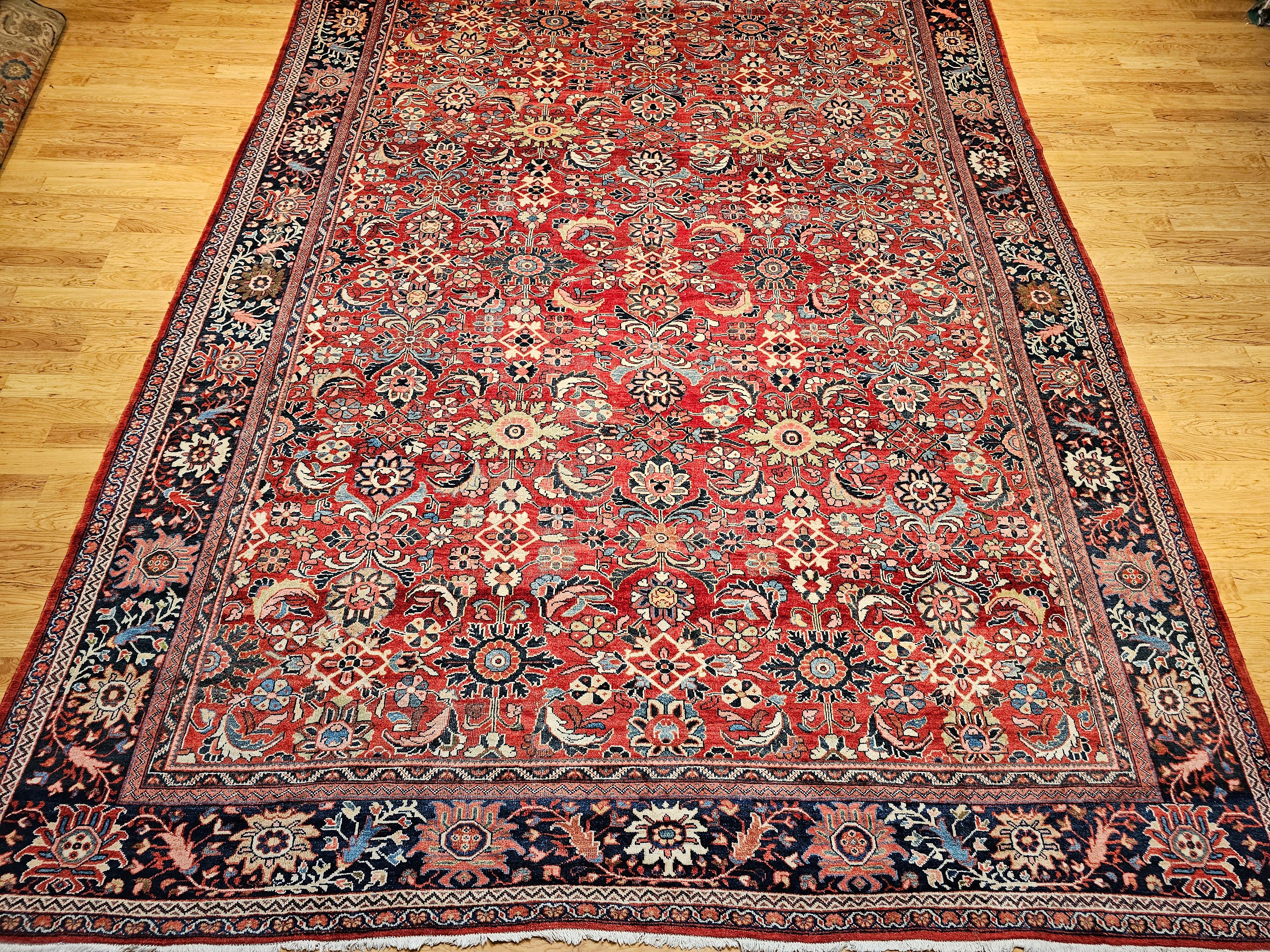 Perse Tapis persan surdimensionné Sultanabad avec motif géométrique sur toute sa surface en vente