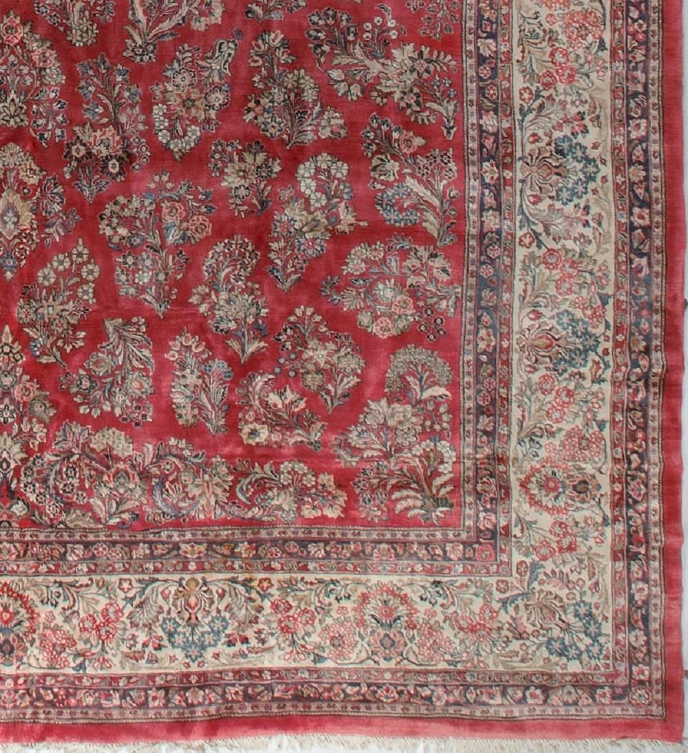 Hand-Woven Vintage Oversize Persian Sarouk Rug 15'6 x 25'5 For Sale