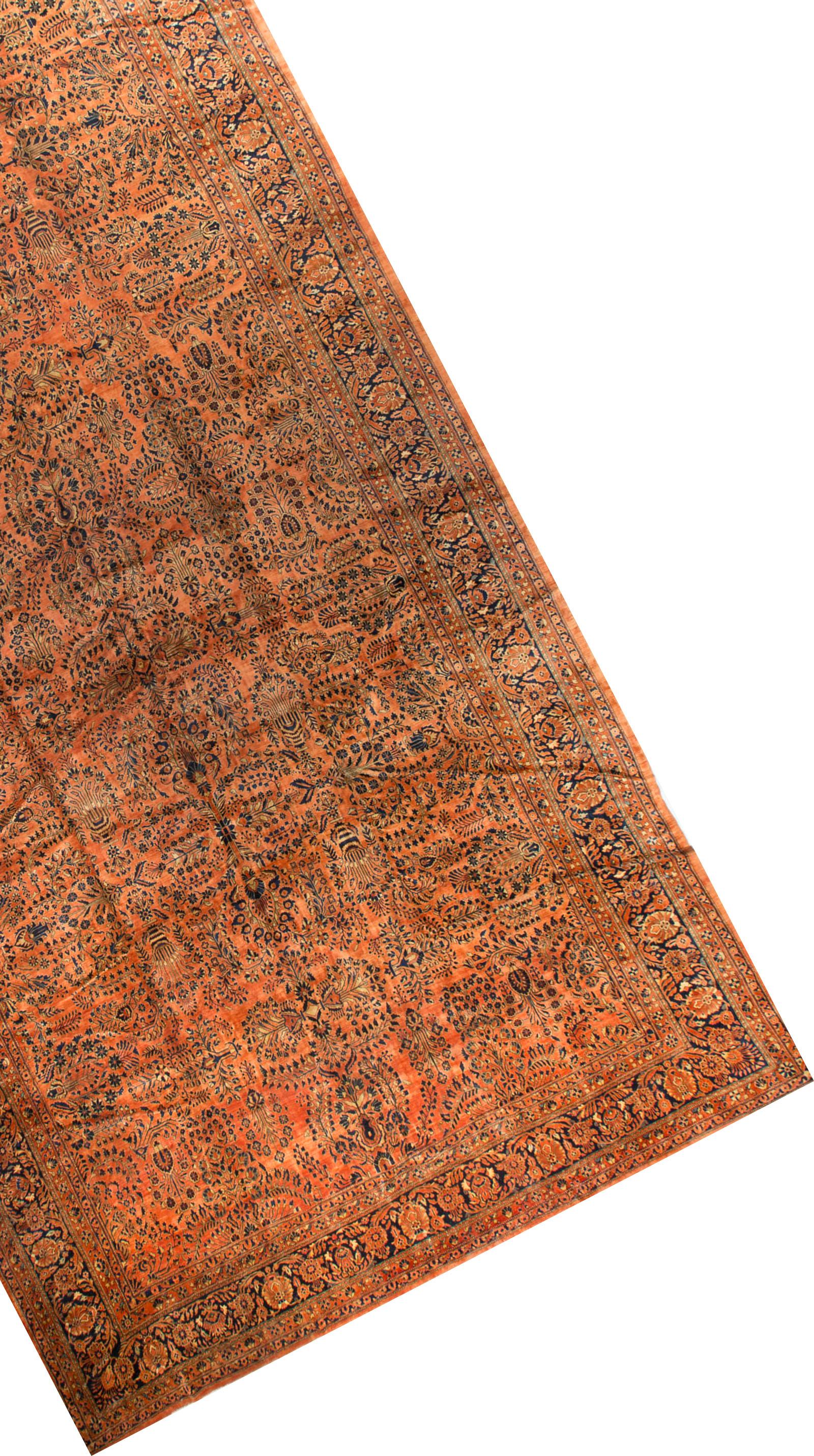 Hand-Woven Vintage Oversize Persian Sarouk Rug Gallery Size, circa 1930 For Sale