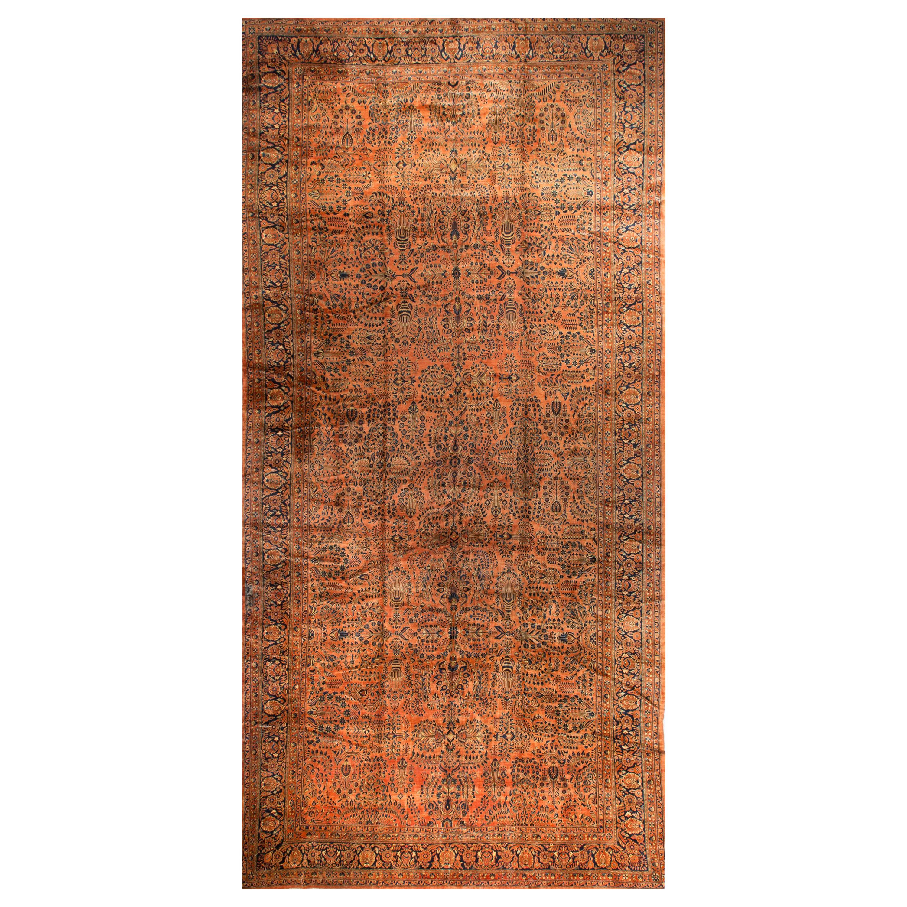 Vintage Oversize Persian Sarouk Rug Gallery Size, circa 1930 For Sale