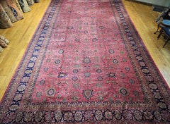 Vintage Oversized Tabriz Design Rug, Hand-Knotted Wool, Turkey, 1920s