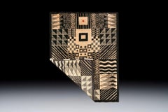 Vintage Oversized Bauhaus Tapestry in Black with Geometric Pattern - Rug & Kilim
