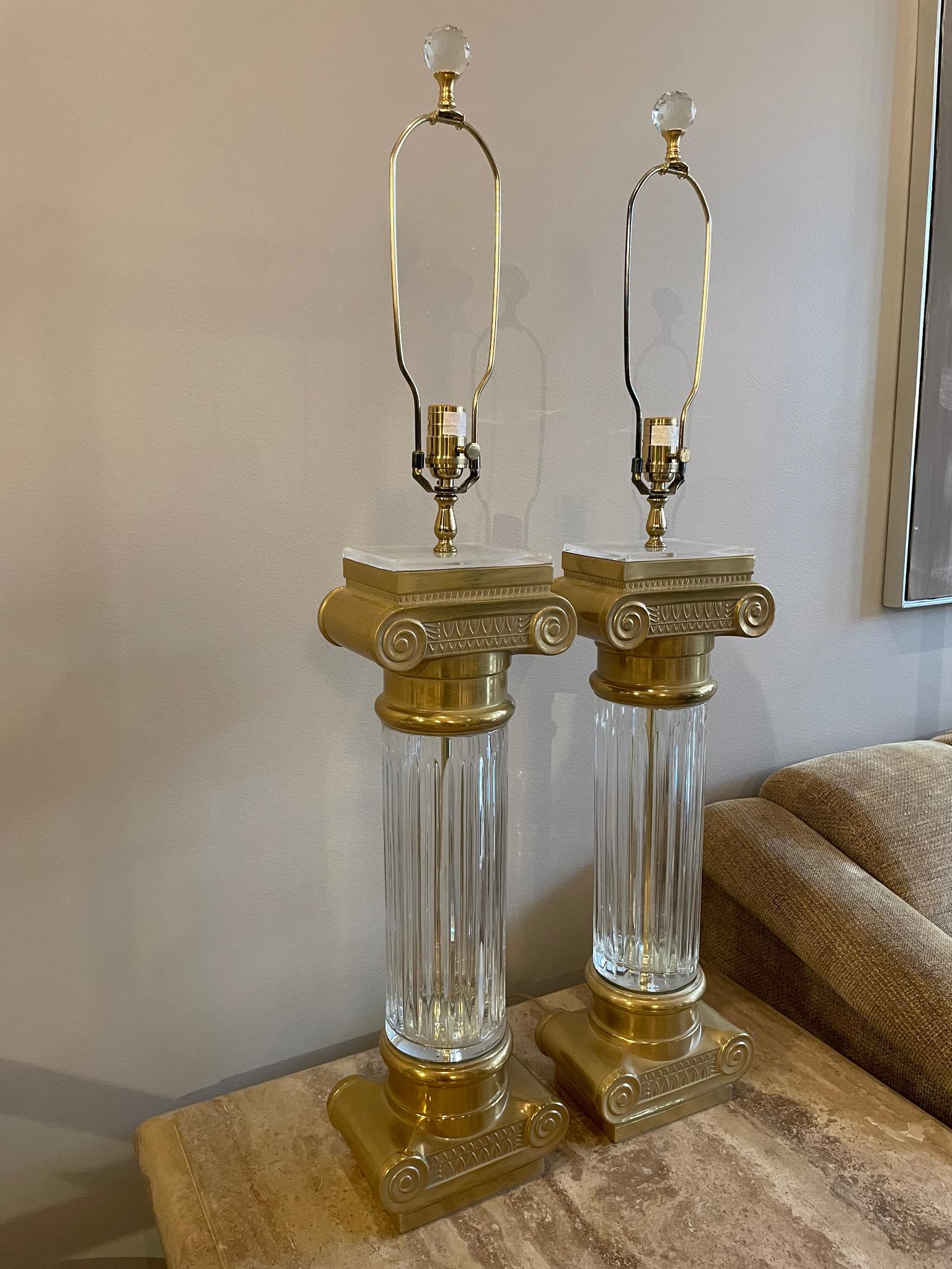 vintage brass and crystal lamps