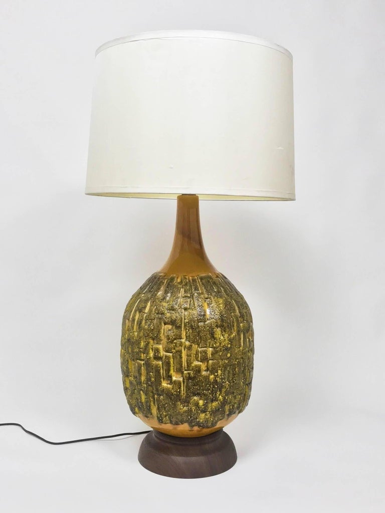 Vintage Oversized Brutalist Ceramic Table Lamp 1970s For At Incredible Large Scale Brutalist Table Lamp With Chunky Texture In Shades Of Orange
