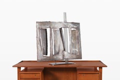 Vintage Oversized Brutalist Metal Sculpture by John Balossi, Signed