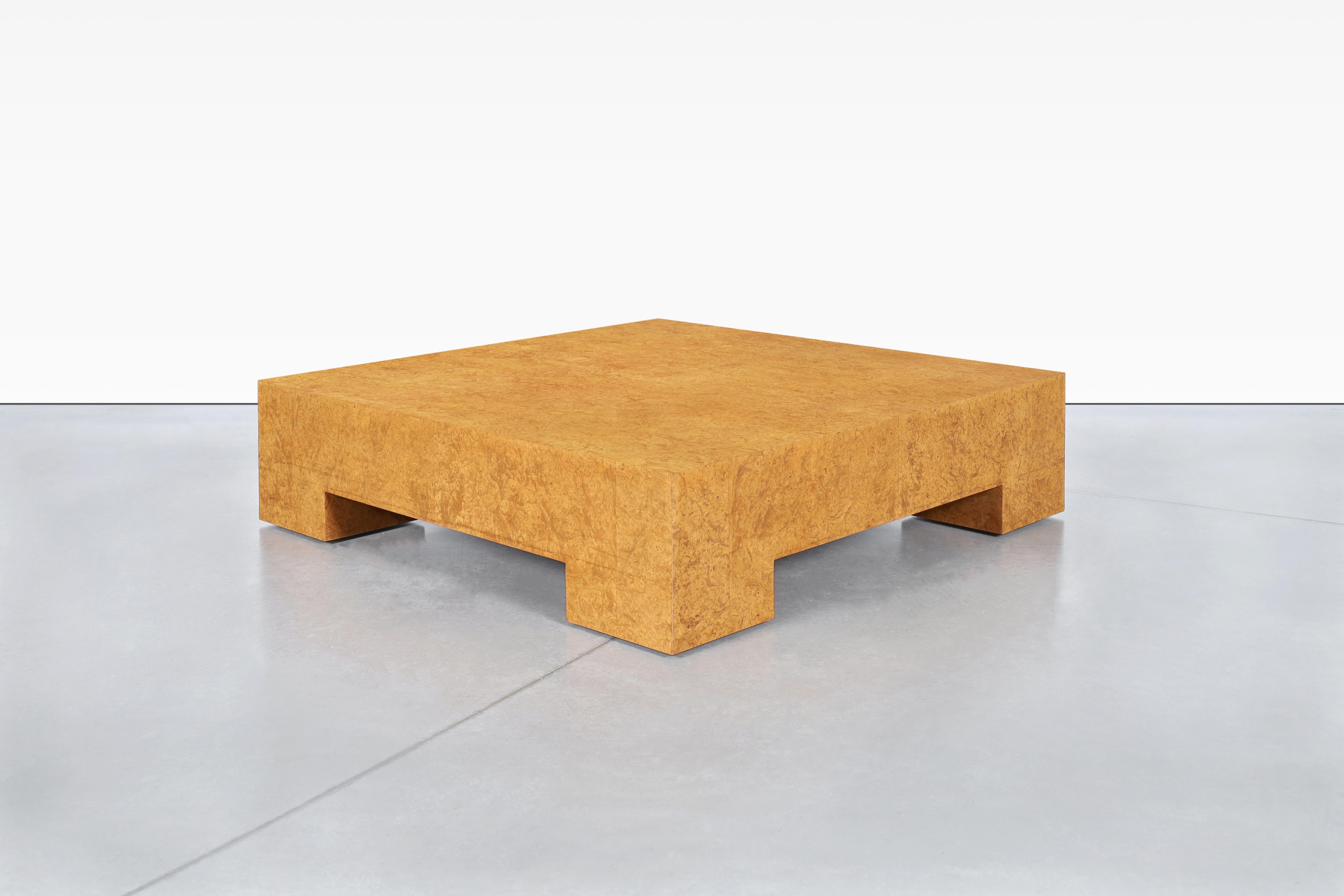 Vintage Oversized Burl Wood Coffee Table by Milo Baughman for Thayer Coggin In Excellent Condition In North Hollywood, CA