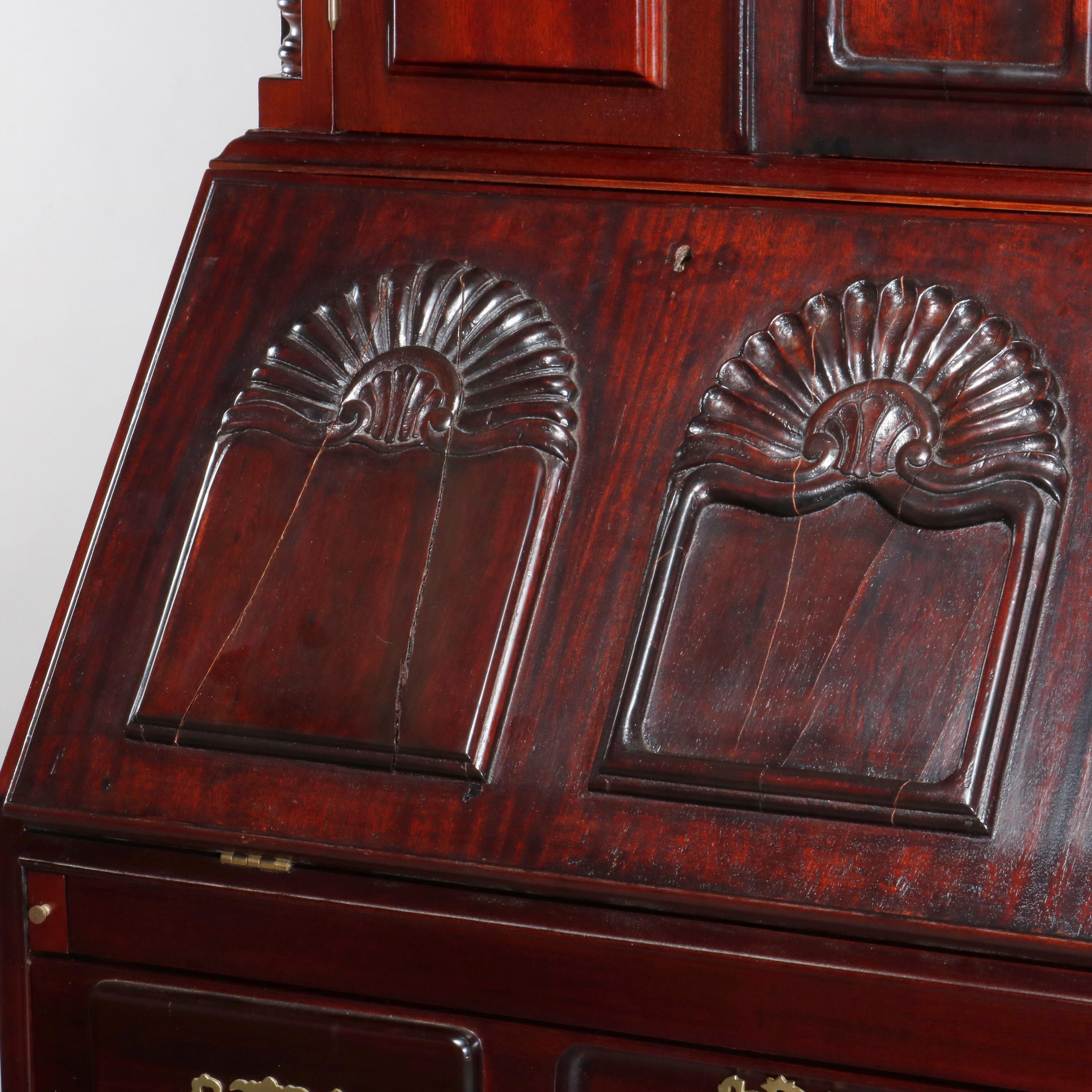 Vintage Oversized Carved Mahogany Chippendale Style Secretary Desk, 20th Century 7