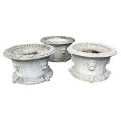 Vintage Oversized Cast Stone Neoklassischen Stil Pflanzgefäße mit Lions Heads