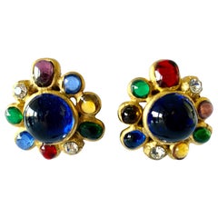 Vintage Oversized Chanel Jeweled Earrings 