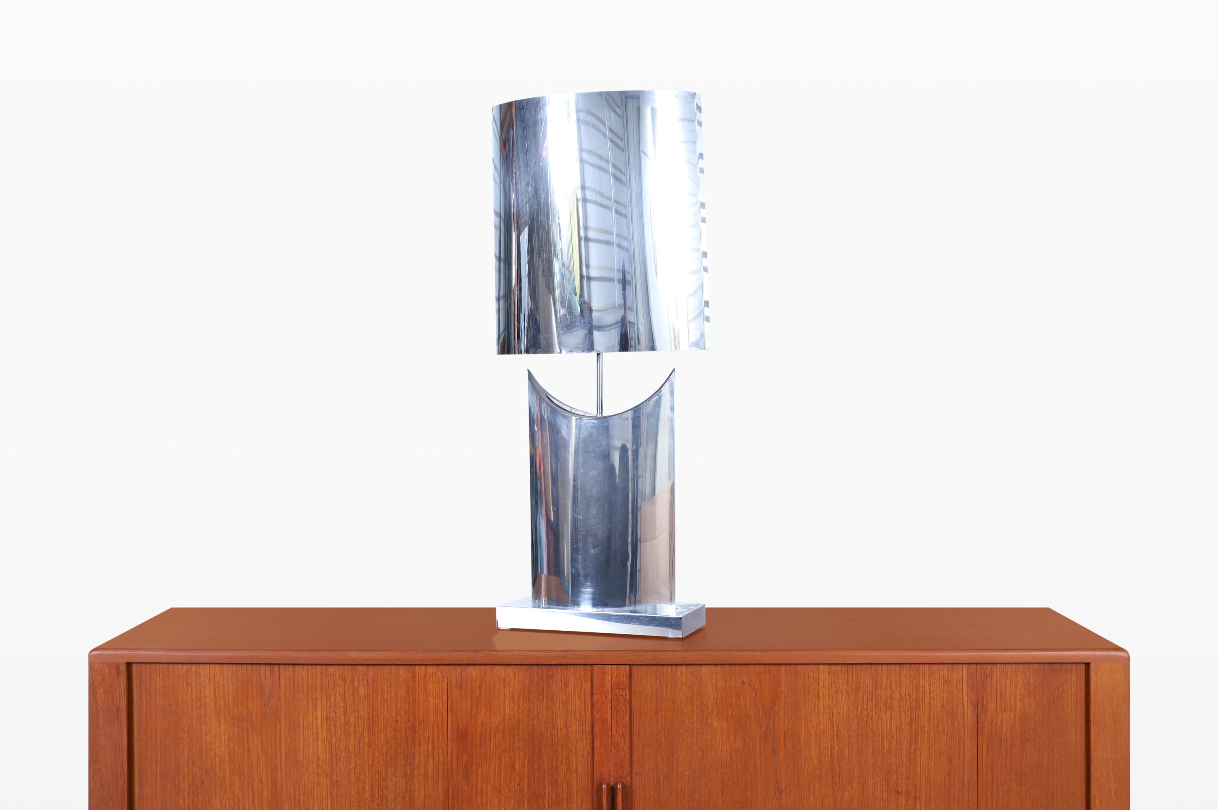 Vintage Oversized Chrome Lamps by Curtis Jere, Signed For Sale 4