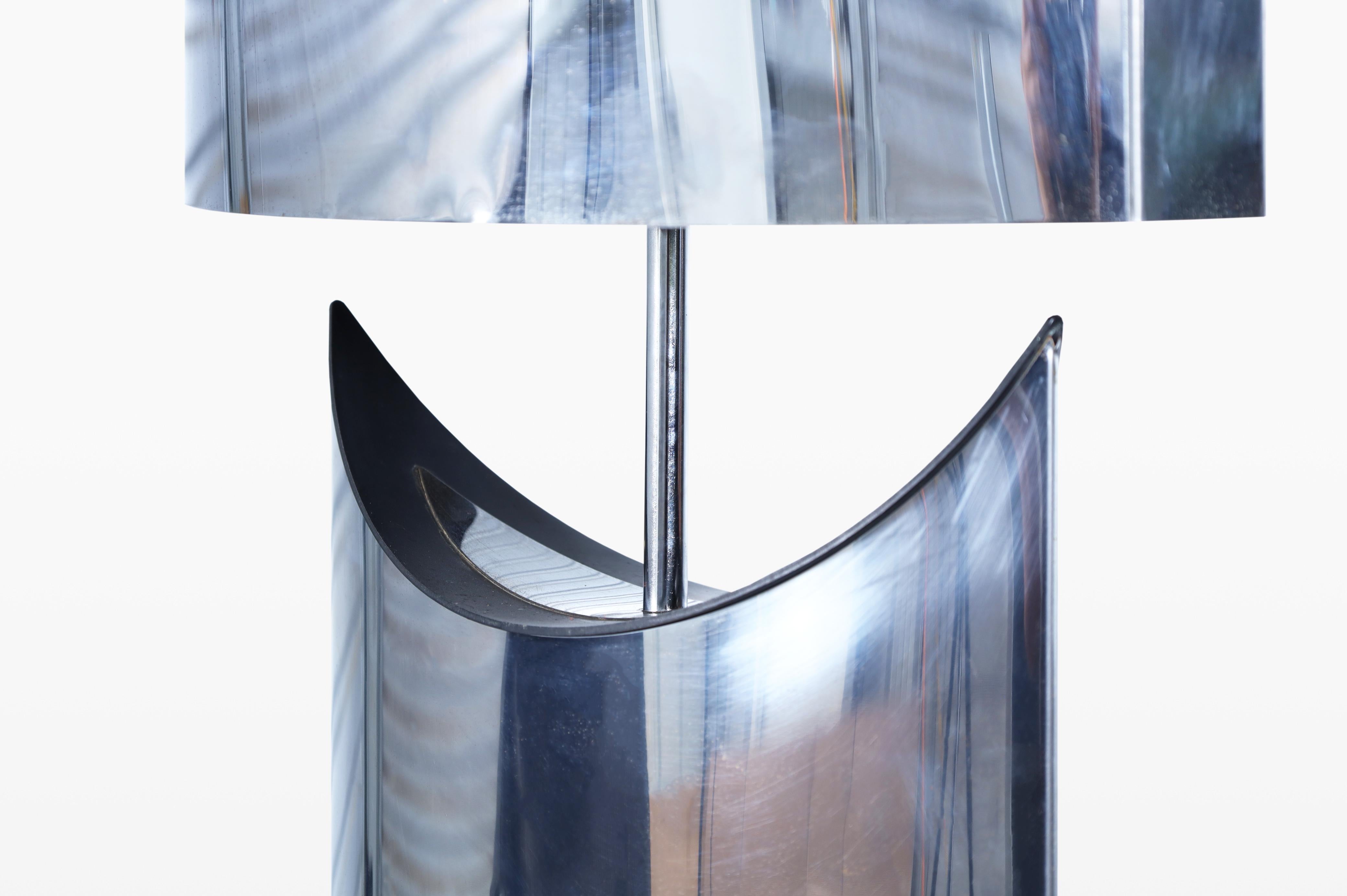 Vintage Oversized Chrome Lamps by Curtis Jere, Signed For Sale 5