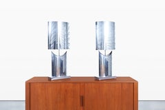 Vintage Oversized Chrome Lamps by Curtis Jere, Signed