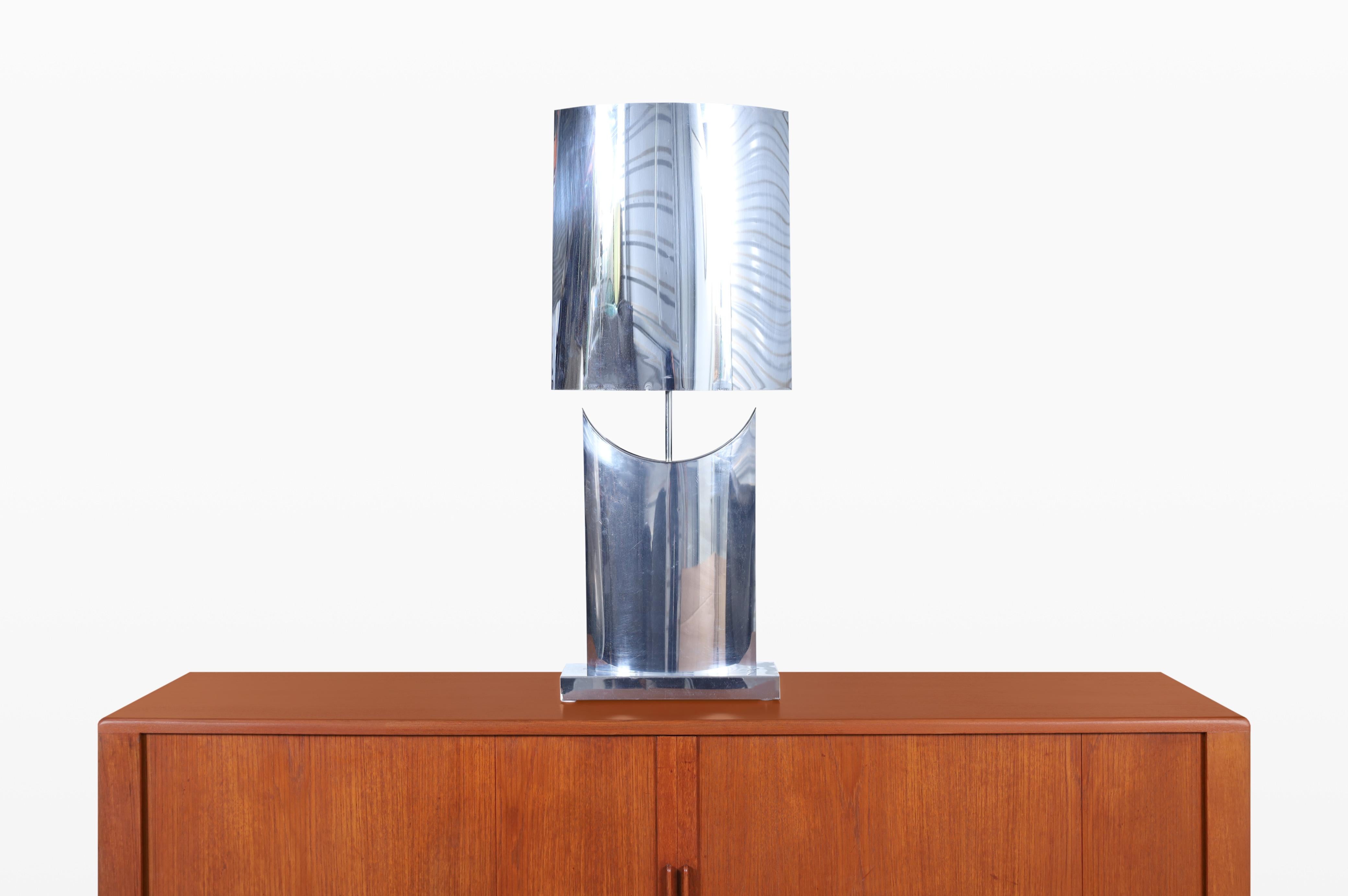 American Vintage Oversized Chrome Lamps by Curtis Jere, Signed For Sale