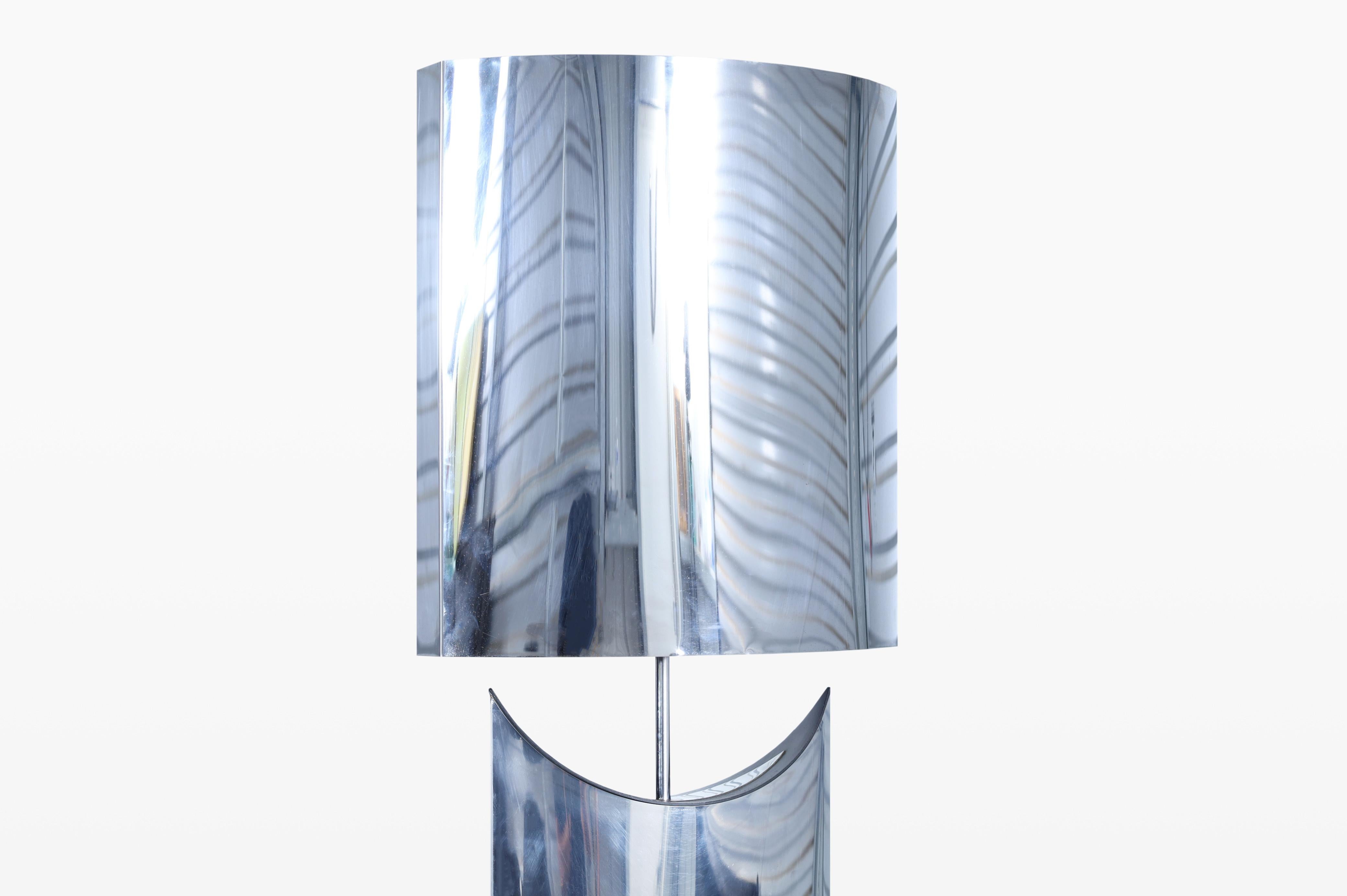 Vintage Oversized Chrome Lamps by Curtis Jere, Signed In Good Condition For Sale In North Hollywood, CA