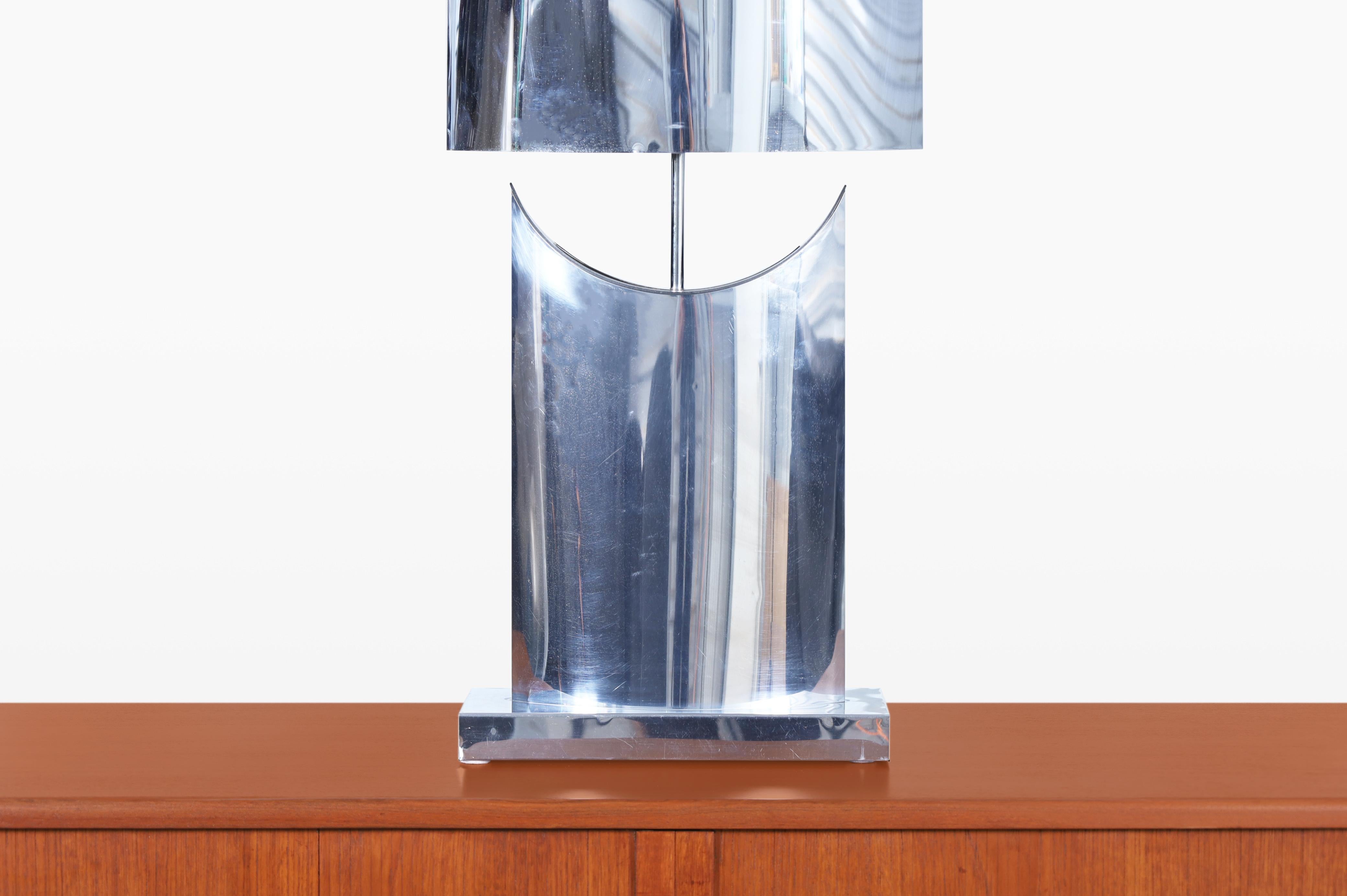 Late 20th Century Vintage Oversized Chrome Lamps by Curtis Jere, Signed For Sale