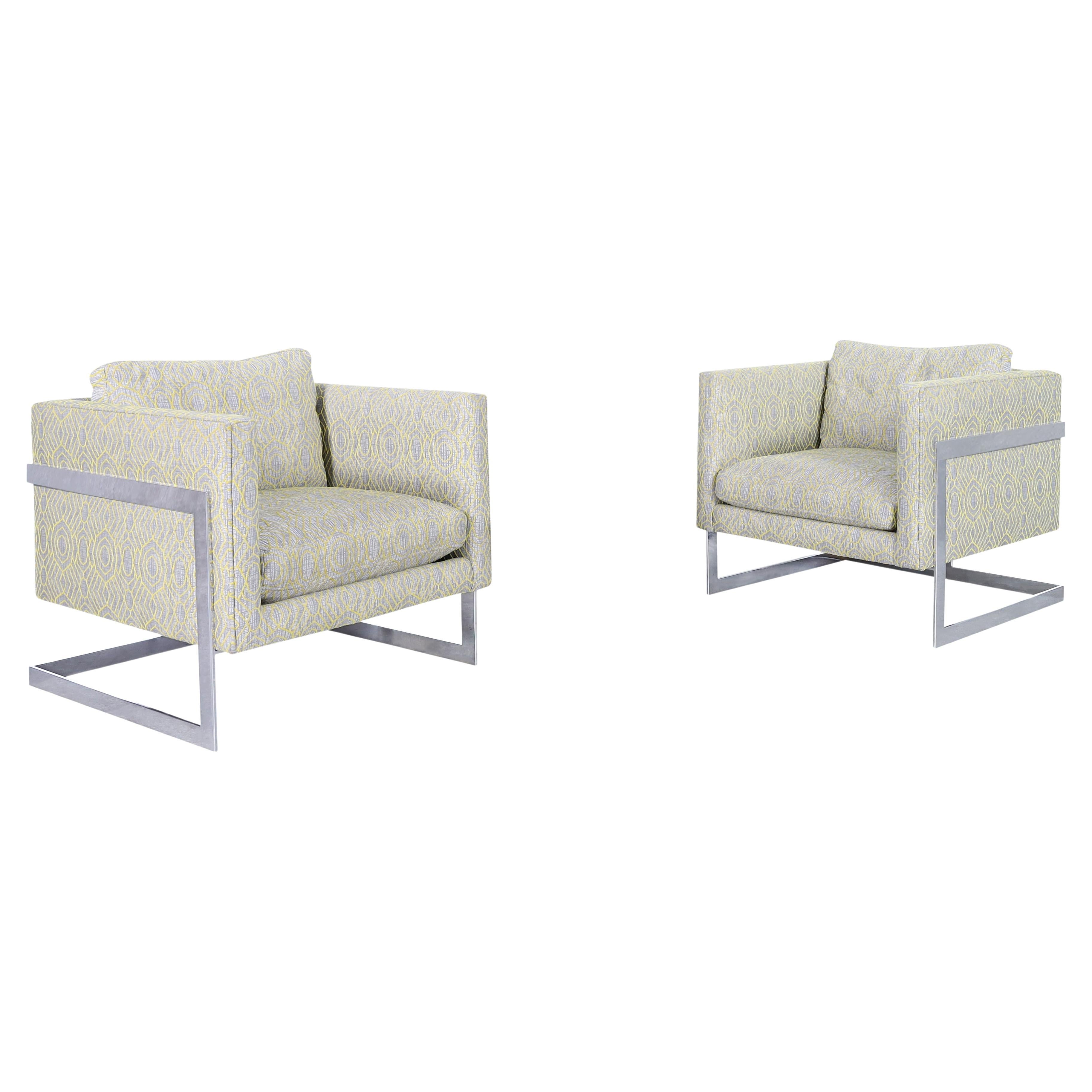 Vintage Oversized Chrome Lounge Chairs by Milo Baughman for Thayer Coggin