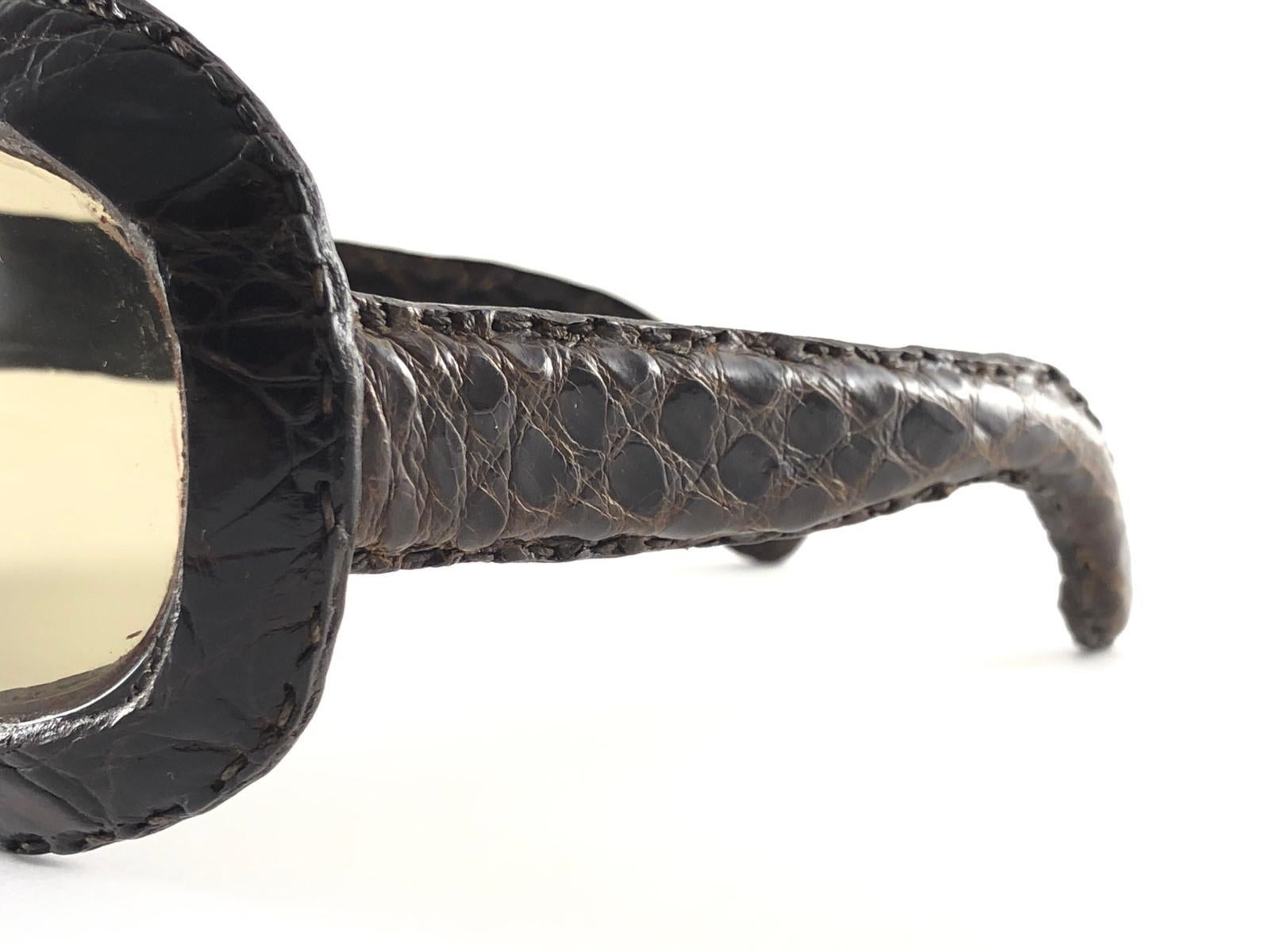 Übergroße Krokodil gefütterte Mid-Century-Sonnenbrille 1960er Jahre Vintage 5