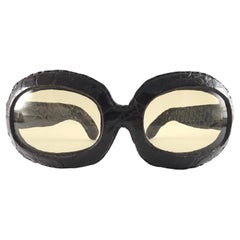 Vintage Oversized Crocodile Lined Mid Century Sunglasses 1960's