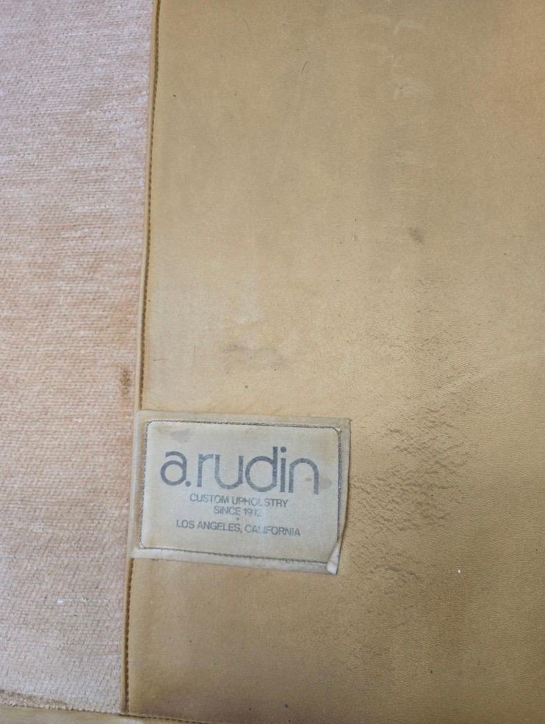 Vintage Oversized Distressed Cognac Leather Sofas by A. Rudin & Custom Pillows For Sale 5