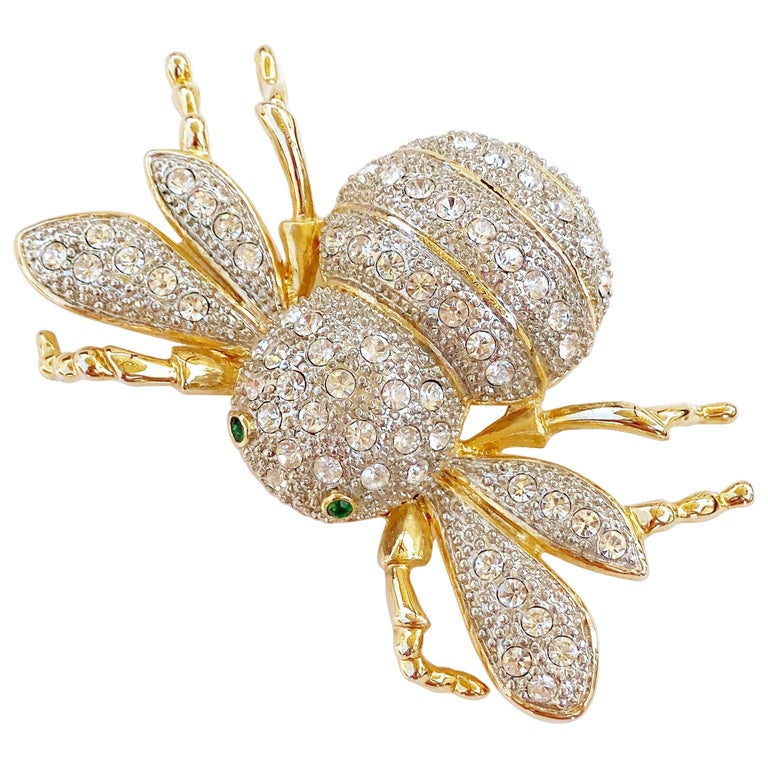 Vintage Oversized Flying Beetle Bug Brooch With Crystal Rhinestones ...