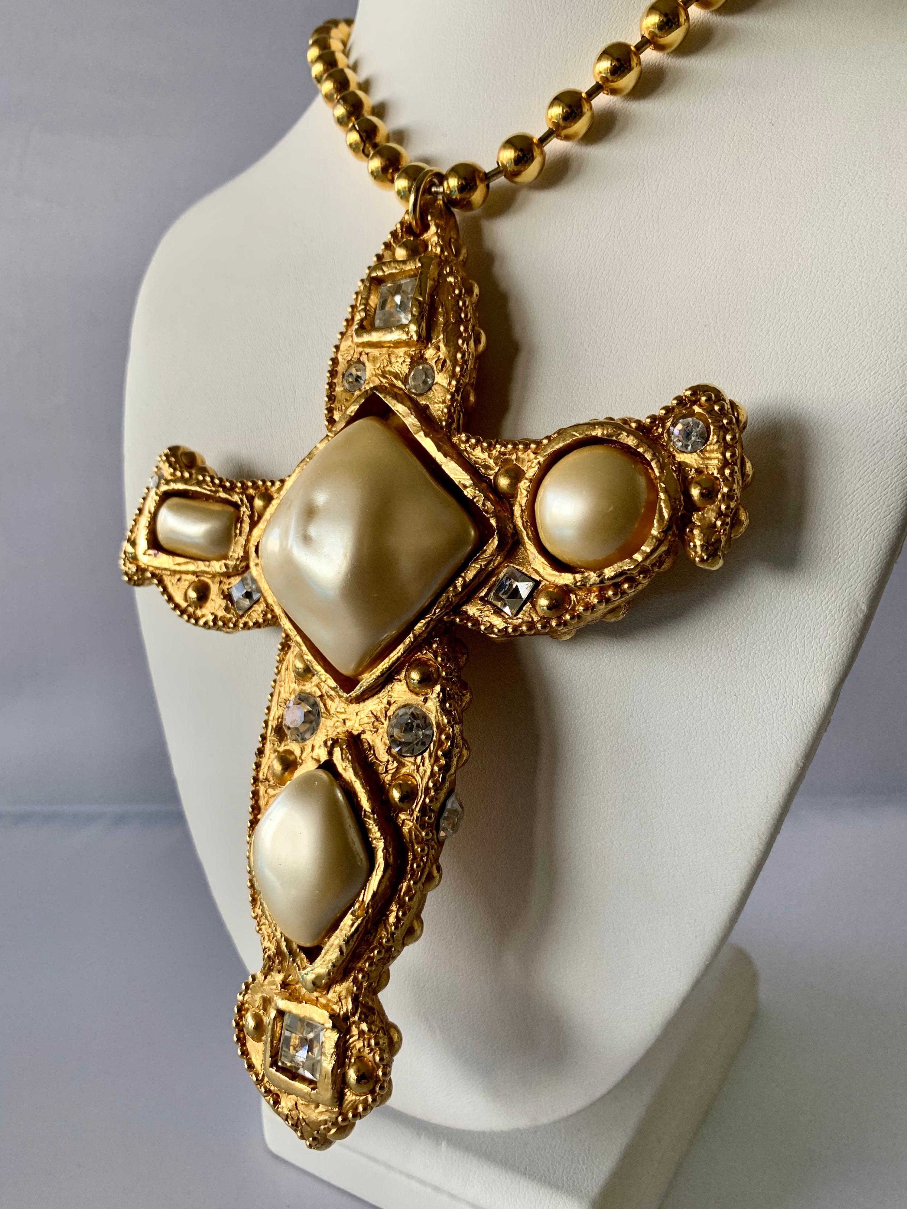 large diamante cross necklace