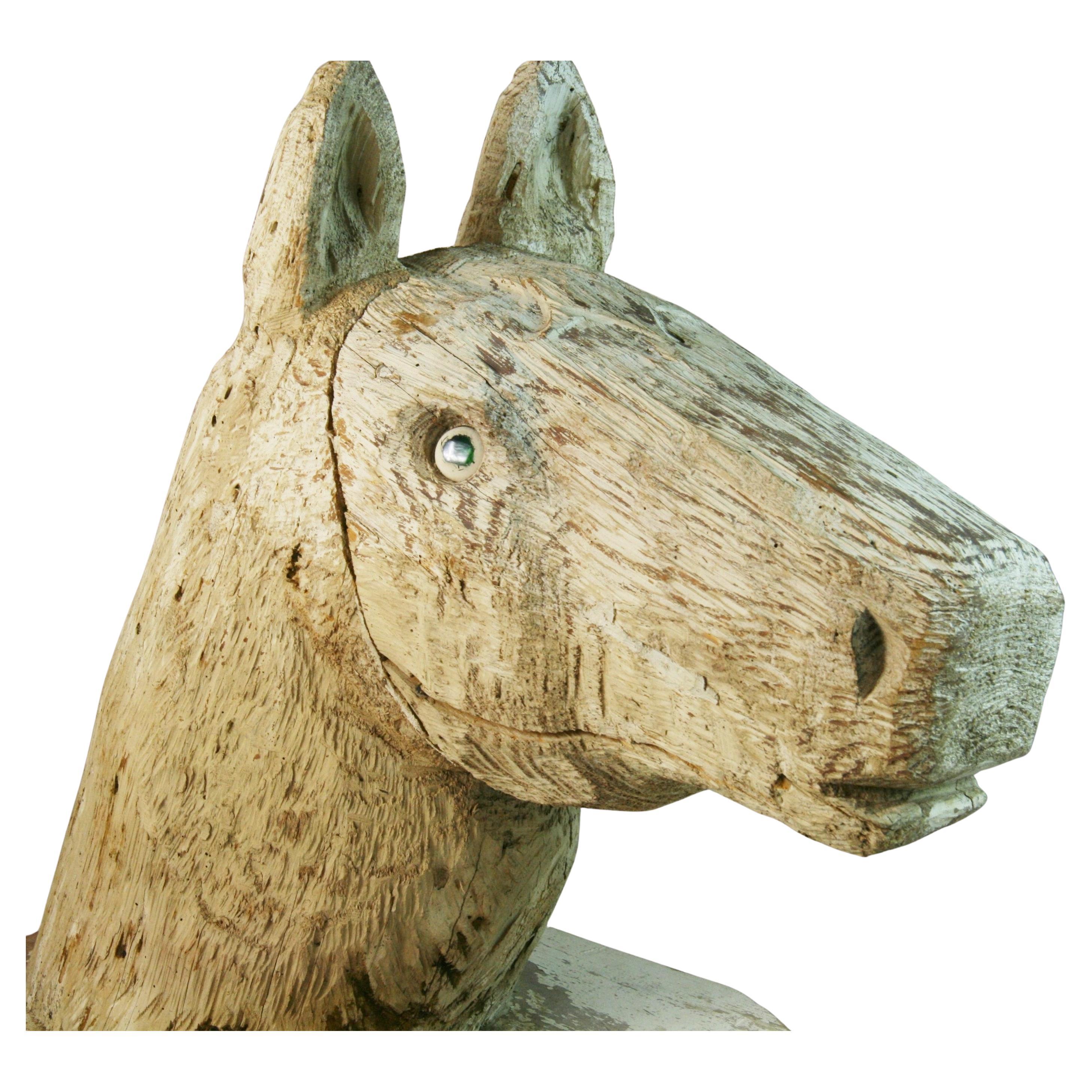 1814 Überdimensionale handgeschnitzte Holz-Pferdekopf-Skulptur