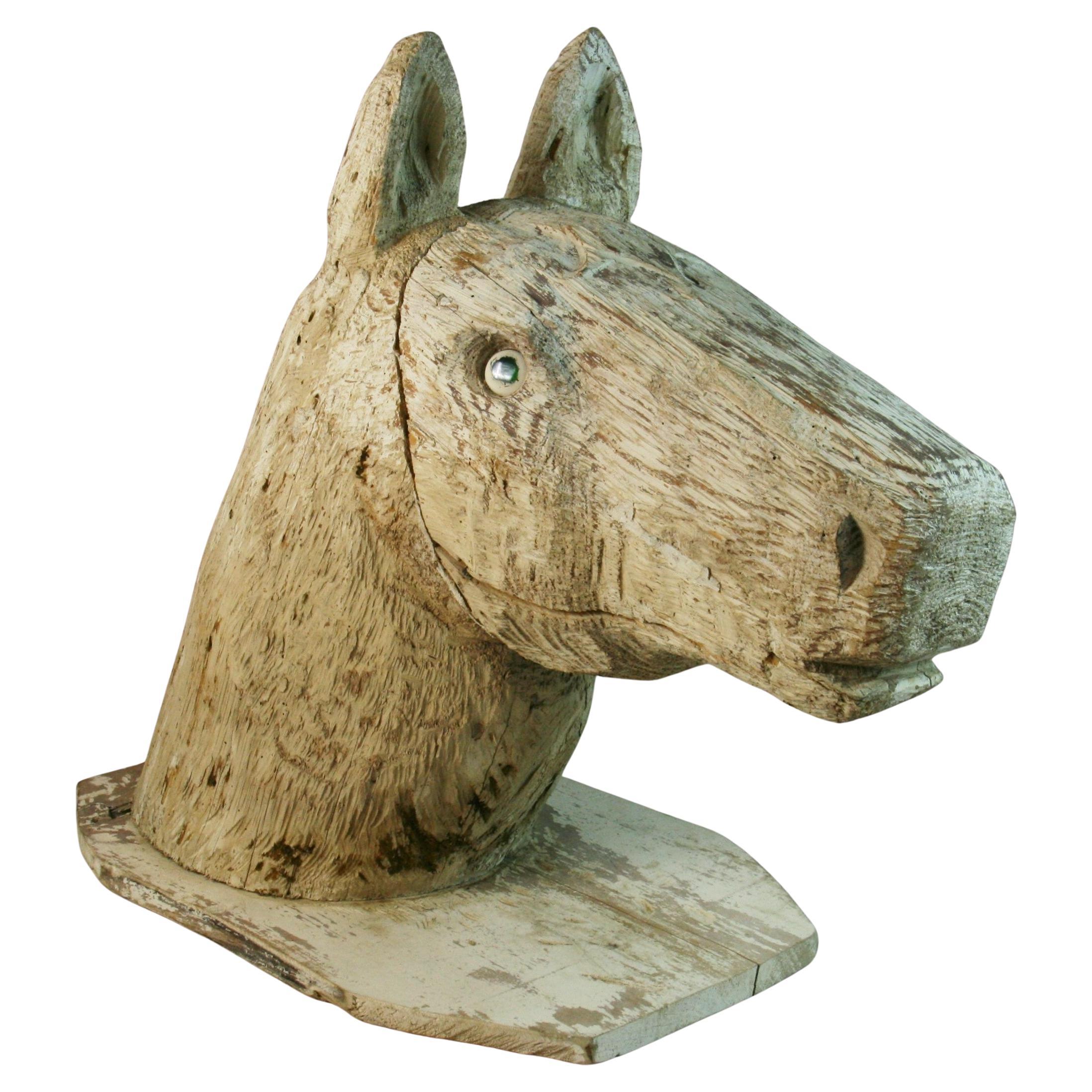 Cabeza de Caballo de Madera Tallada a Mano de Gran Tamaño Vintage  Escultura