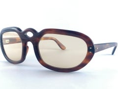 Vintage Oversized Jean Dumas Frame Dark Tortoise Mask Sunglasses 1970's