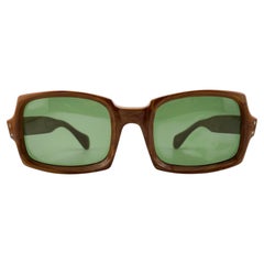 Vintage Oversized Marbled Oversized Green Lenses 1970's Sunglasses