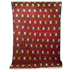Vintage Oversized Moroccan Kilim Flatweave Rug, Handwoven Geometric, 8' x 14'