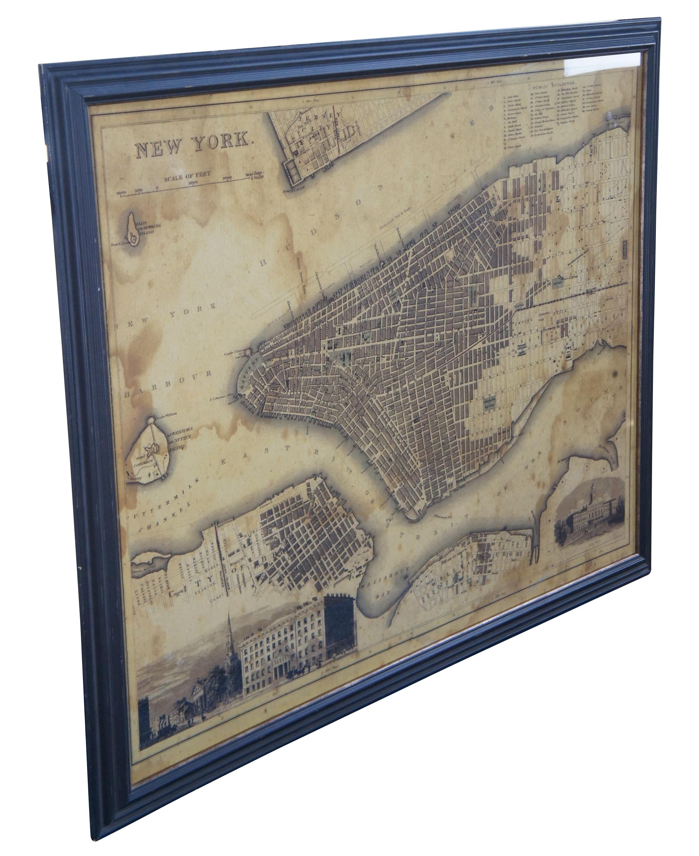 Übergroßer New York City Lower Manhattan 1840er Jahre Kartendruck 61