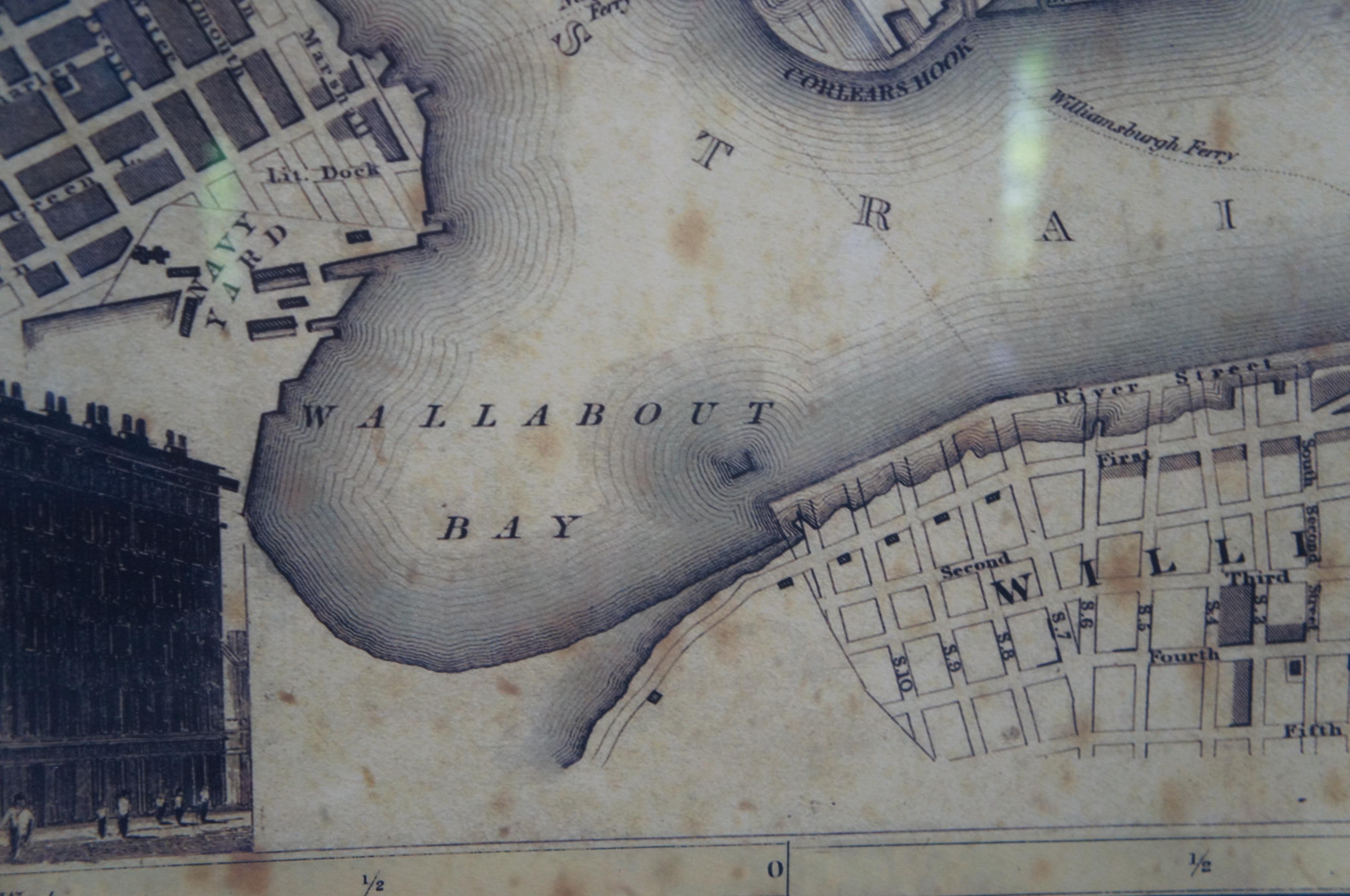 Übergroßer New York City Lower Manhattan 1840er Jahre Kartendruck 61