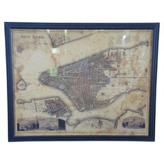 Übergroßer New York City Lower Manhattan 1840er Jahre Kartendruck 61"