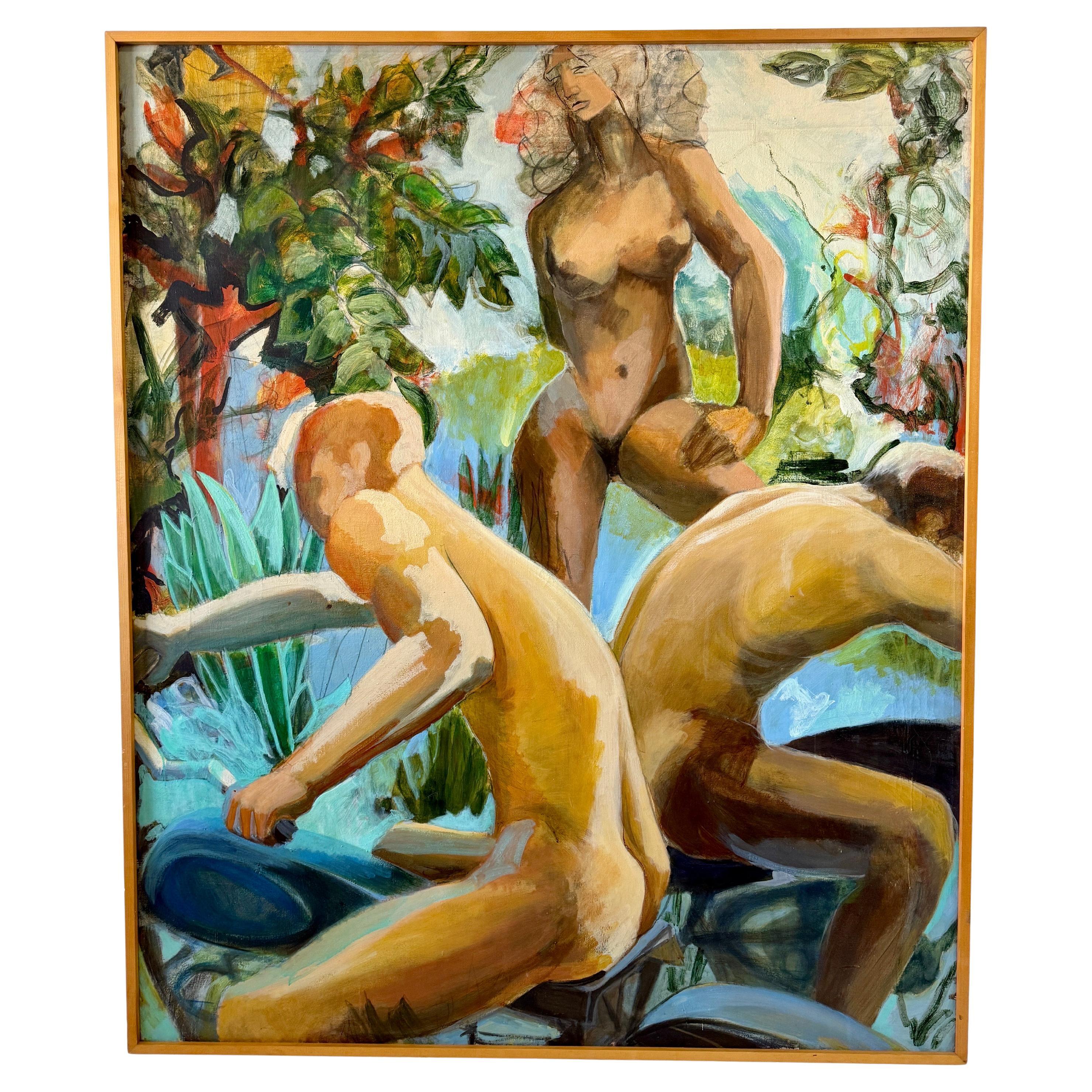 Vintage Oversized Nude Öl auf Leinwand Gemälde signiert Kovaleski